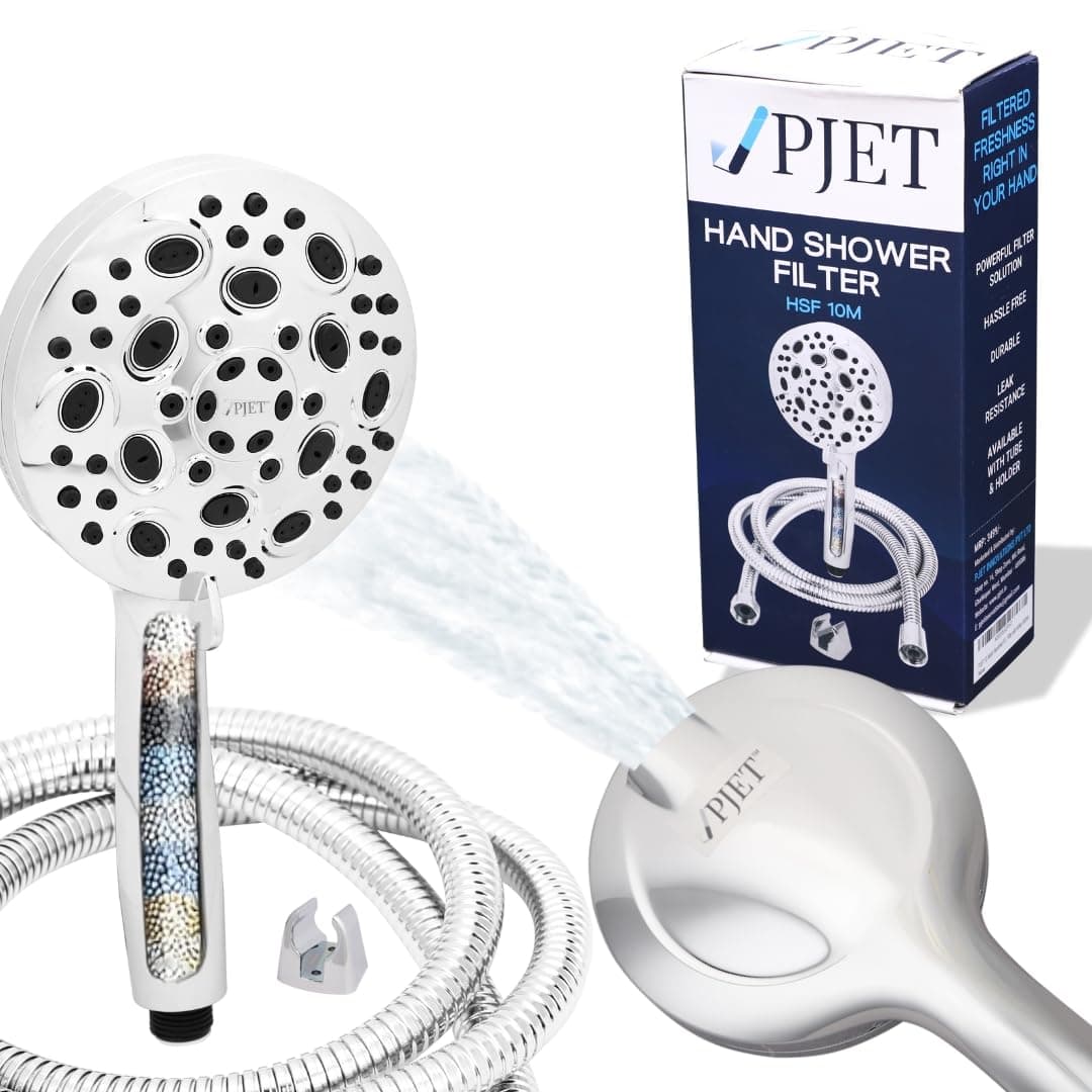 - 10 Mode Handheld Filter Shower Head |Pressure Hand Shower With 1.5 Meter Flexible Tube And Wall Hook | 10 Different Spray Modes- Mist, Rain, Massage |Hand Shower Filter With Water Softner,Chrome