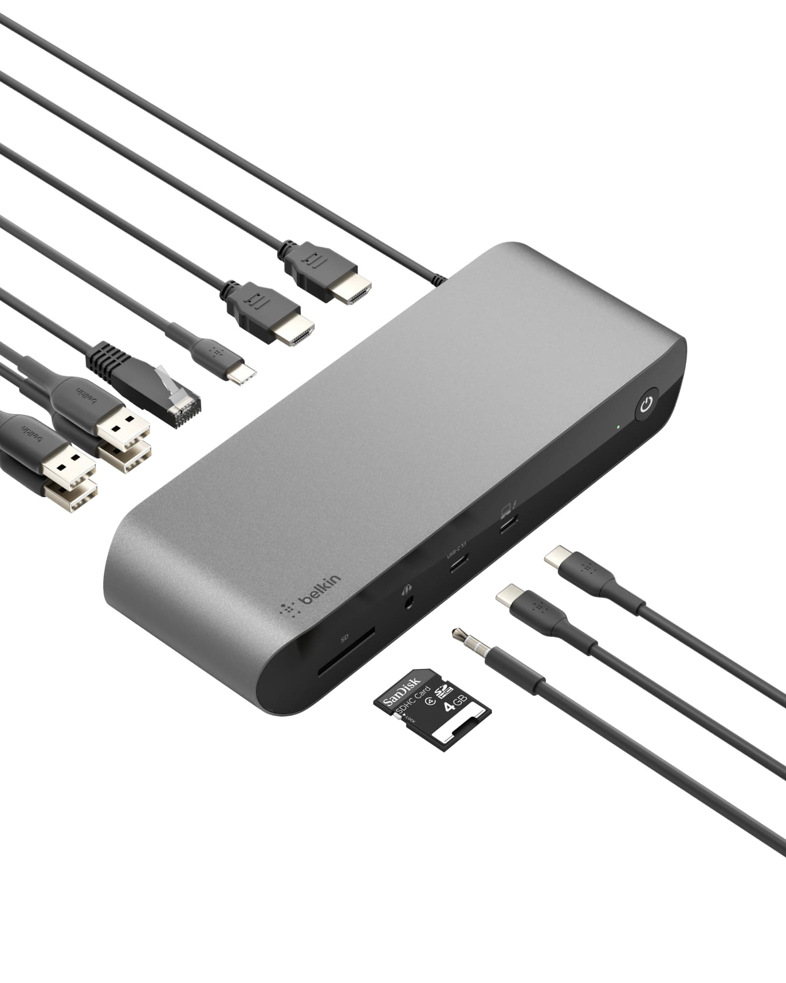 Thunderbolt 4 Docking Station with 90W Power Delivery for MacBook & Windows - 8K/Dual 4K Display, Thunderbolt 4 Cable, HDMI, Ethernet, SD & Audio Ports, Gray