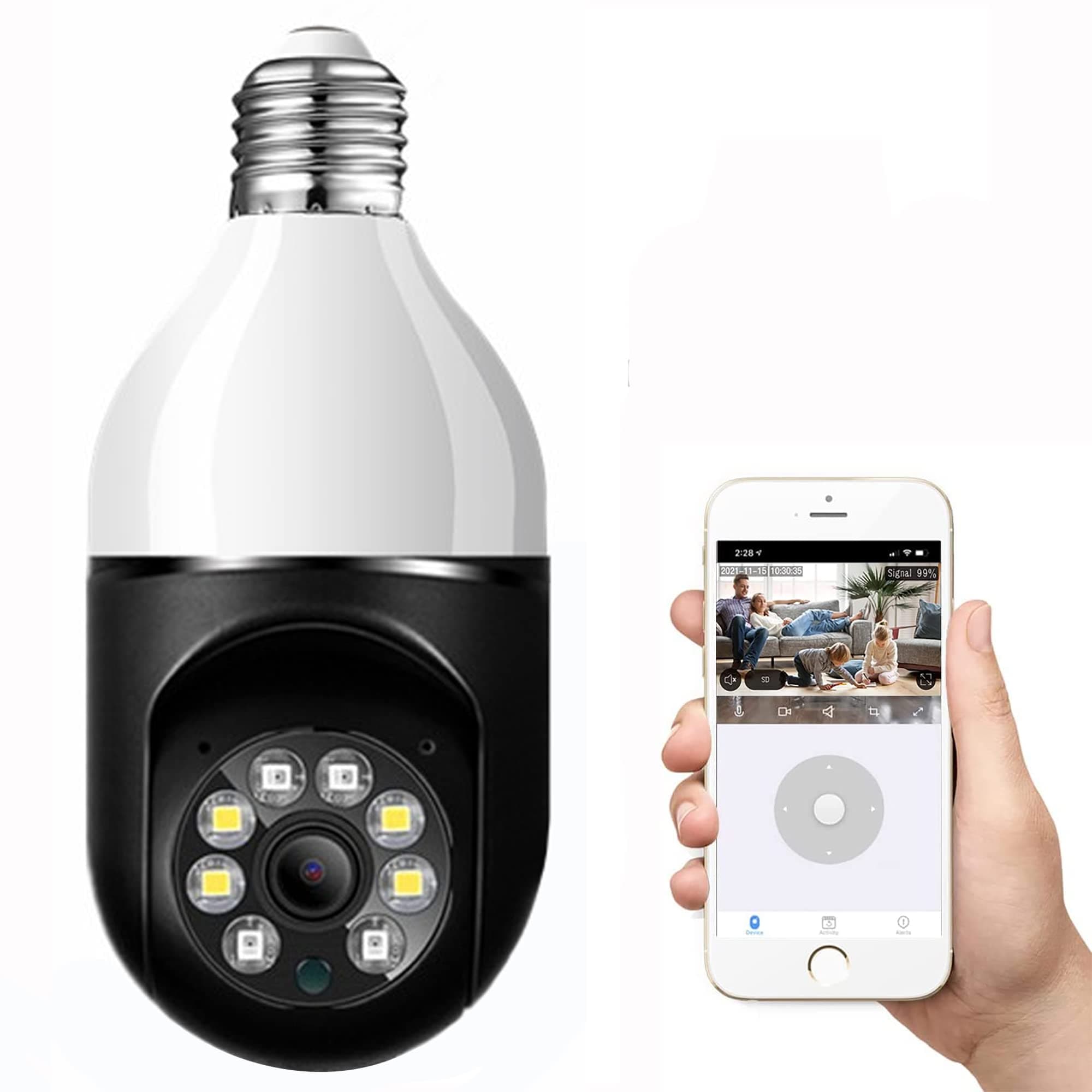Light Bulb Camera, 5G Home Security Bulb Cameras,PTZ WiFi Camera with E27 Bulb Connector,Two Way Audio,Night Vision,Smart Motion Detection and Instant Alerts,Smart Pan/Tilt/Zoom Lamp