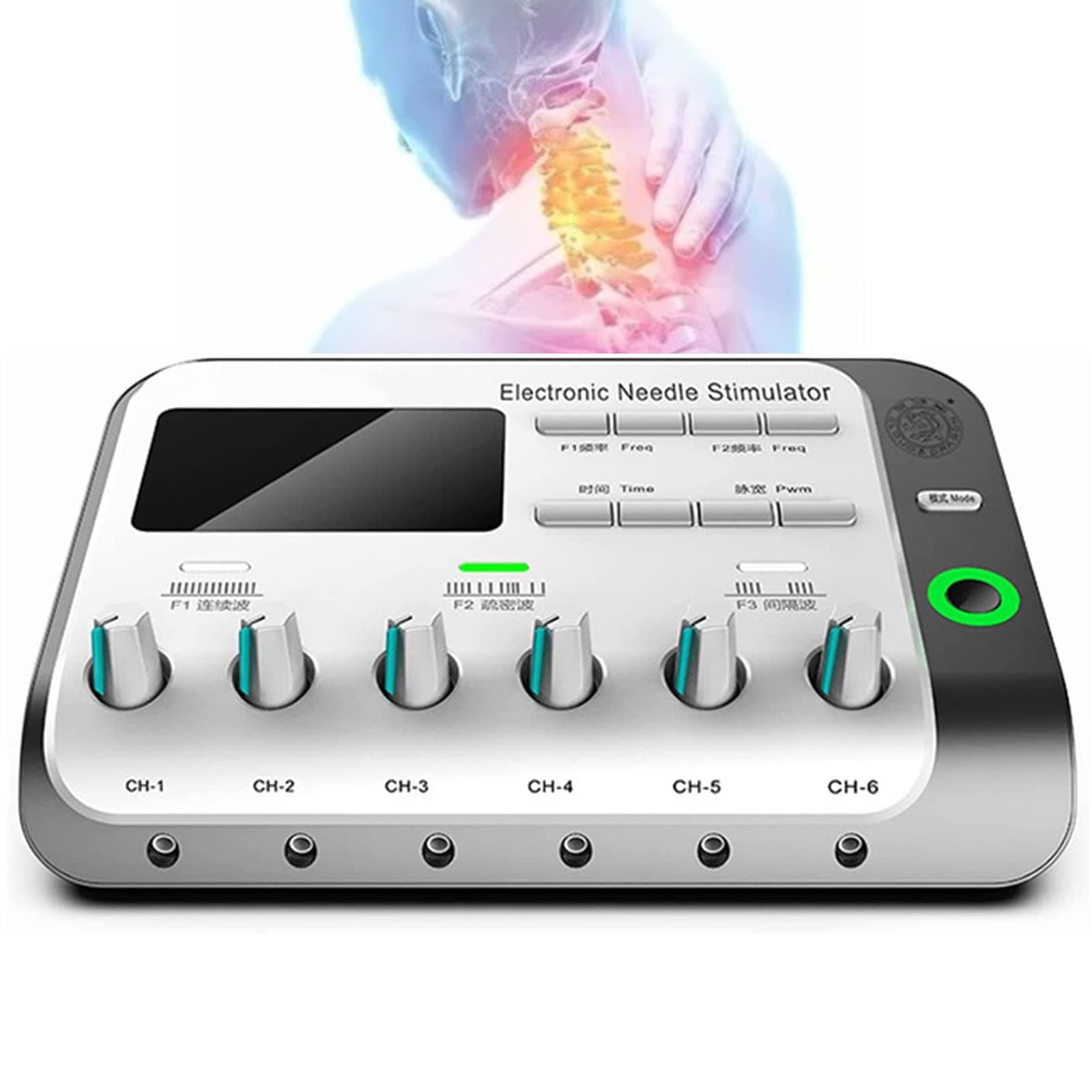 Electric Acupuncture Stimulator Machine, Multi-Functional Electronic Acupuncture Treatment Device 6 Output Channel, Electric Muscle Stimulator Relax Electroacupuncture Patch