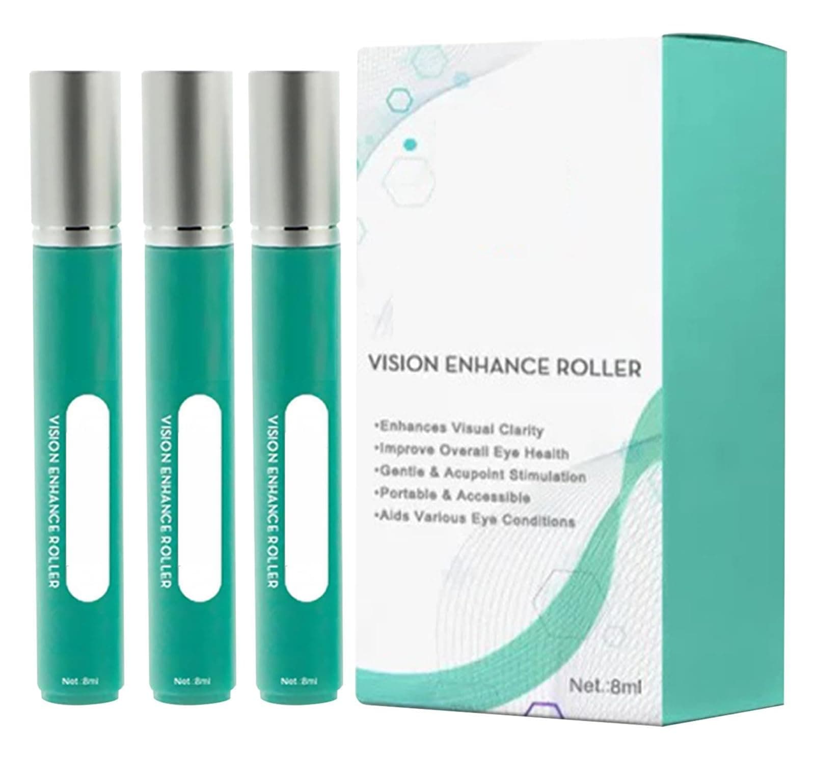 Vision Enhance Roller,Vision Enhance Massage Roller,Eye Roller to Enhances Visual Clarity, Natural Vision Enhancer Roller, Relieve Eye Strain, Fatigue, and Discomfort (3Pcs)