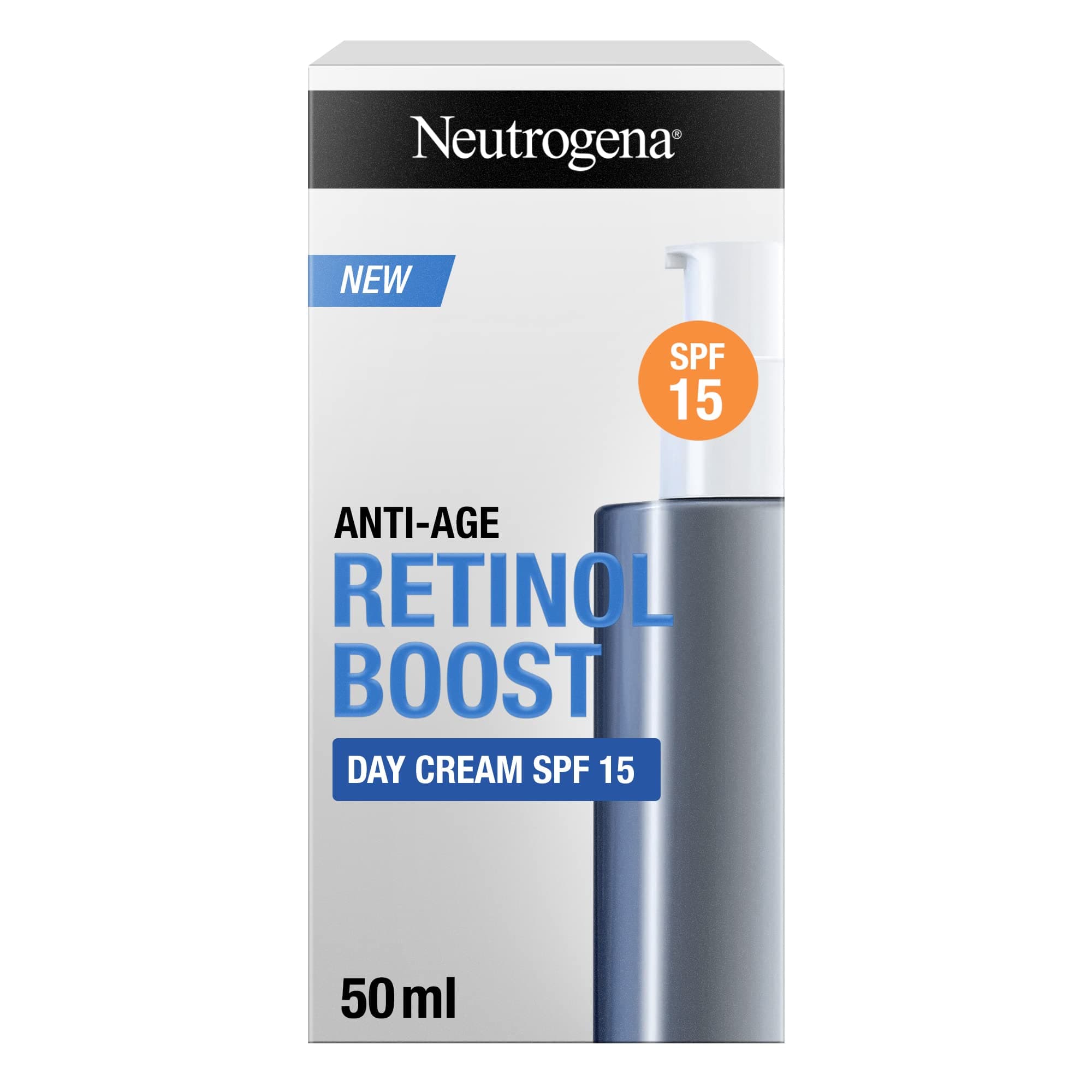 Neutrogena, Retinol Boost Day Cream, SPF 15, Fights visible signs of ageing and reduces the appearance of wrinkles, dryness, and age spots, 50ml