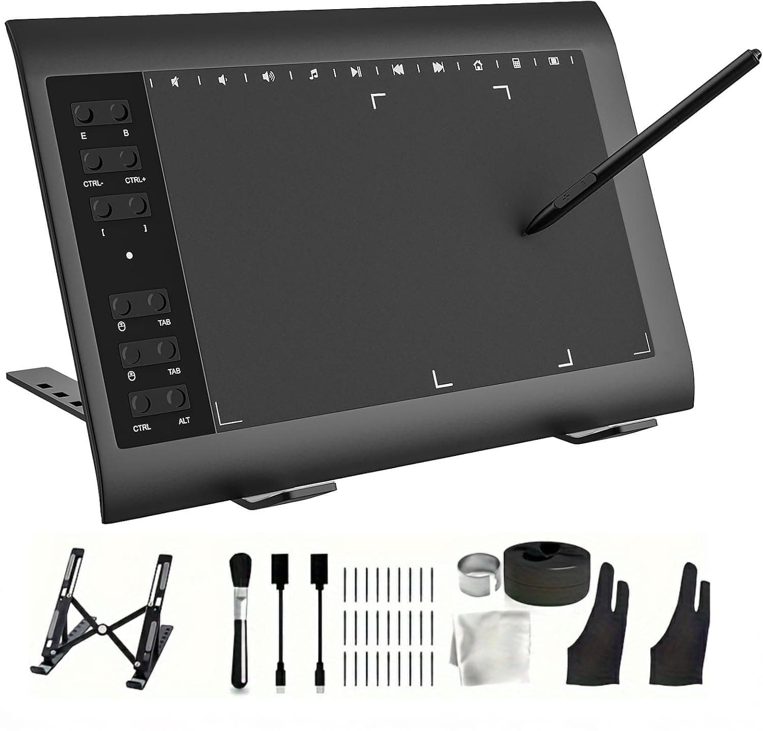 Graphics Drawing Tablet TEROW,10x6 inch Digital drawing tablet with Bracket and 8192 Levels Stylus for PC/Mac/Android 5.0 for Drawing and Online Teaching,Drawing pad drawing borard and Computer tablet