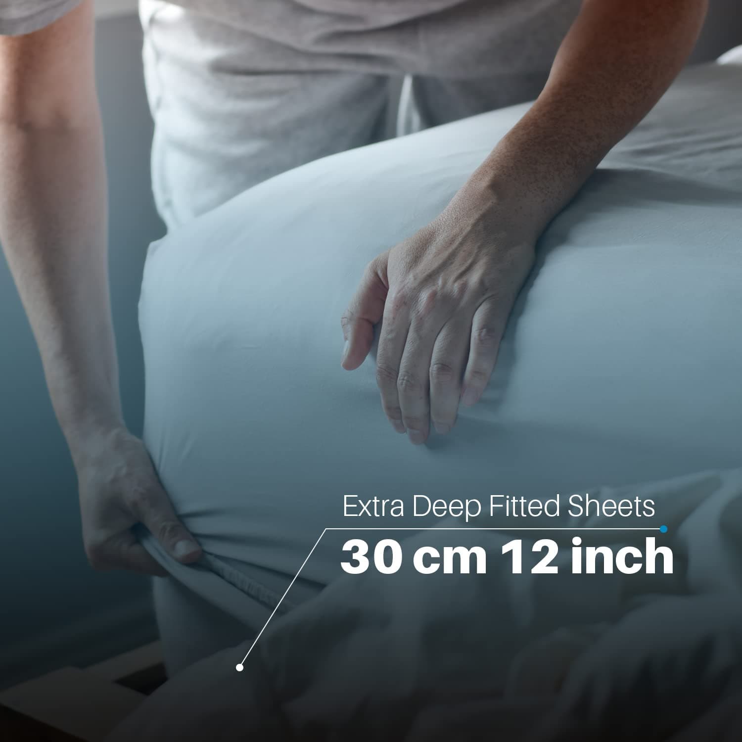 DTEX HOMES 200 Thread Count Cotton Fitted Bed Sheet 30CM/12 Inch Double - Grey