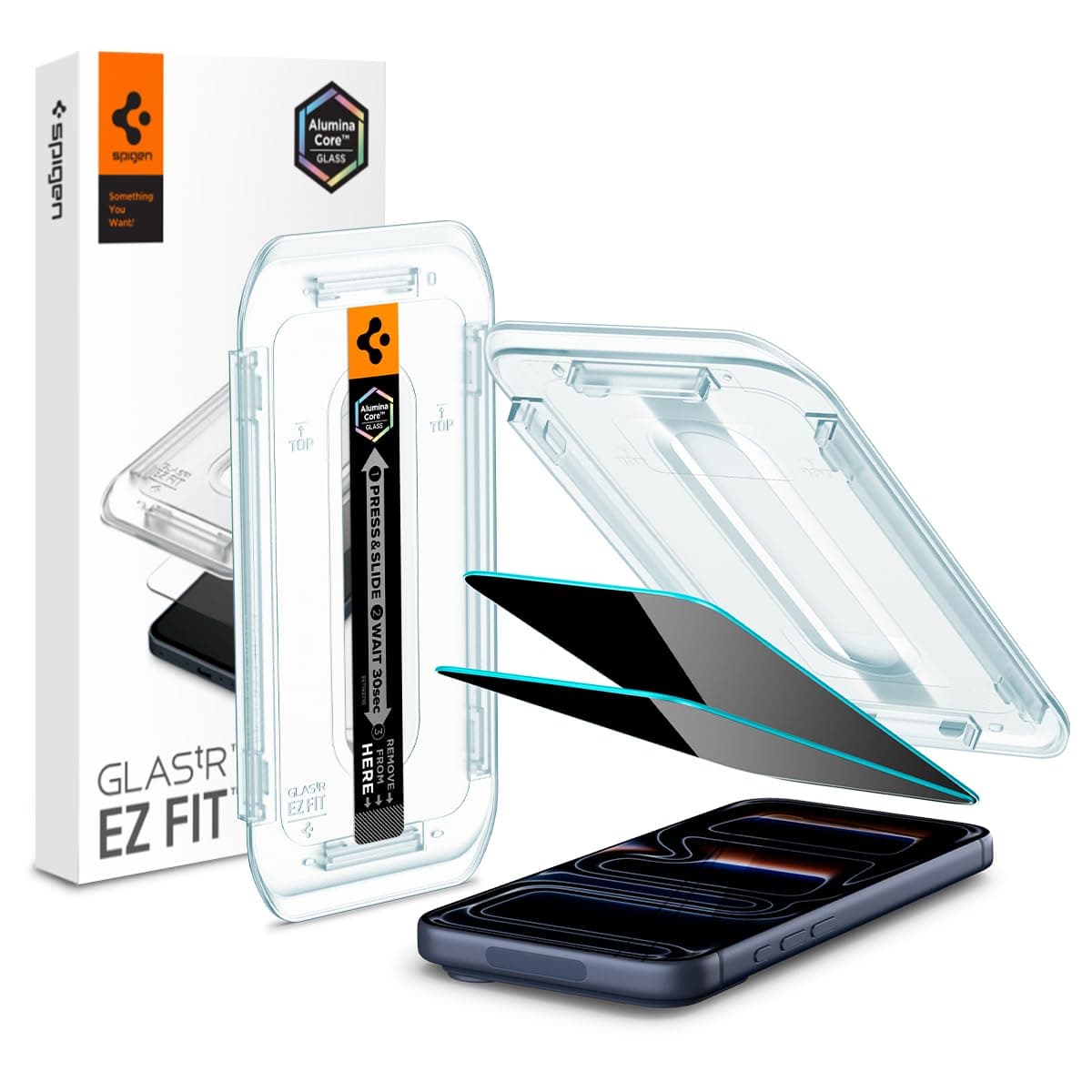 Spigen Glas.tR EZ Fit Privacy Tempered Glass Screen Protector for iPhone 17 Pro / 17, iPhone 16 Pro - 2 Pack