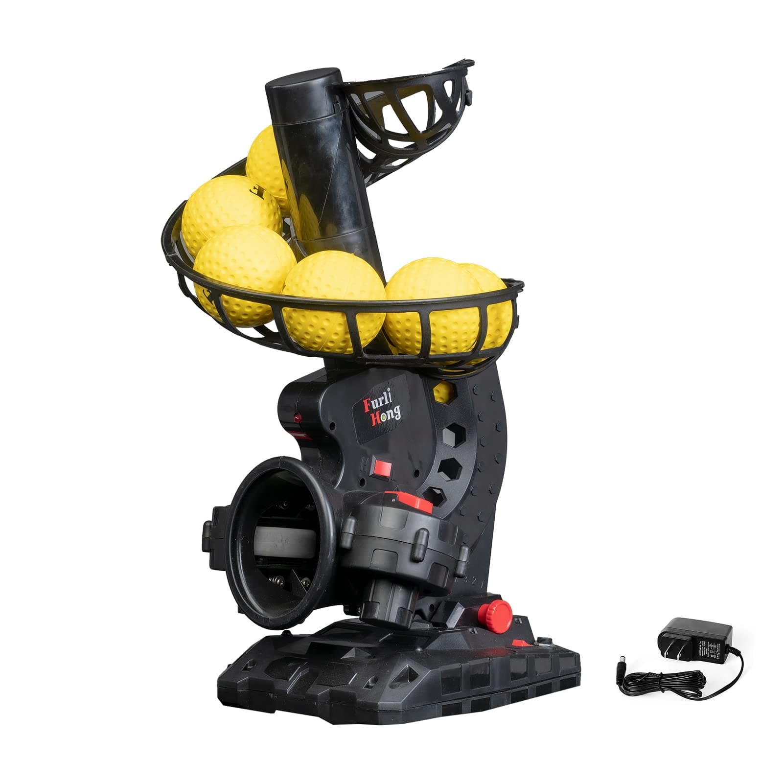 Upgraded Electronic Baseball Pitching Machine, Adjustable Angles & Speed, AC Adapter or Battery Powered, Comes with 8 Dimpled Balls, for Batting and Fielding Practice of Low Level