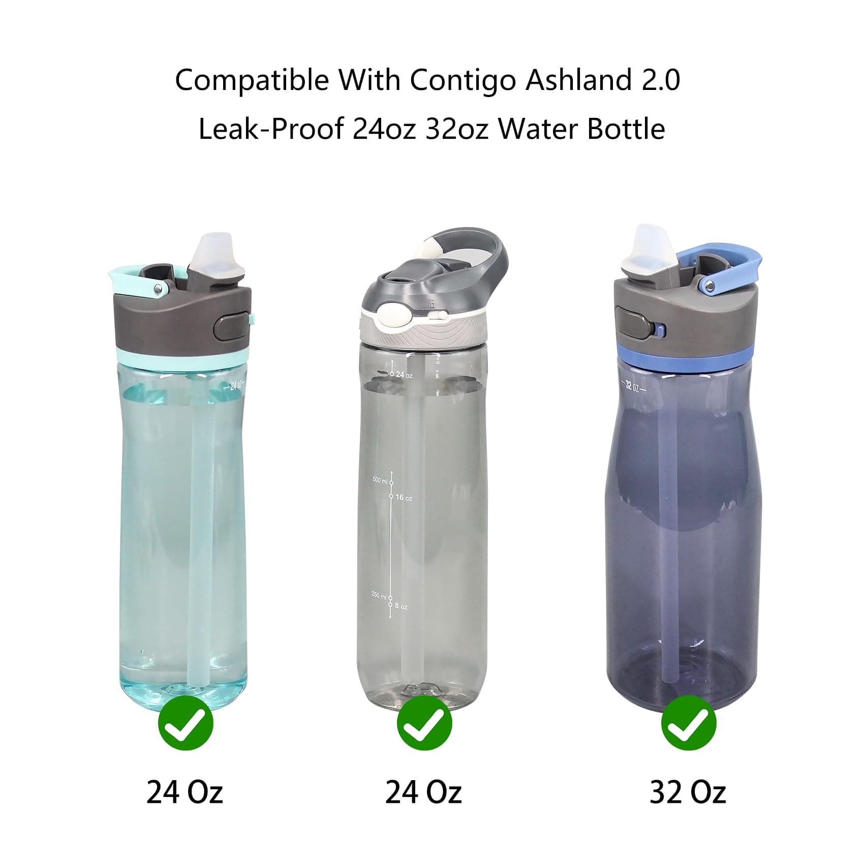 KLOWOAH Replacement Straws Compatible with Contigo Ashland 2.0 Leak-Proof 24oz 32oz Water Bottle (Pack of 6)