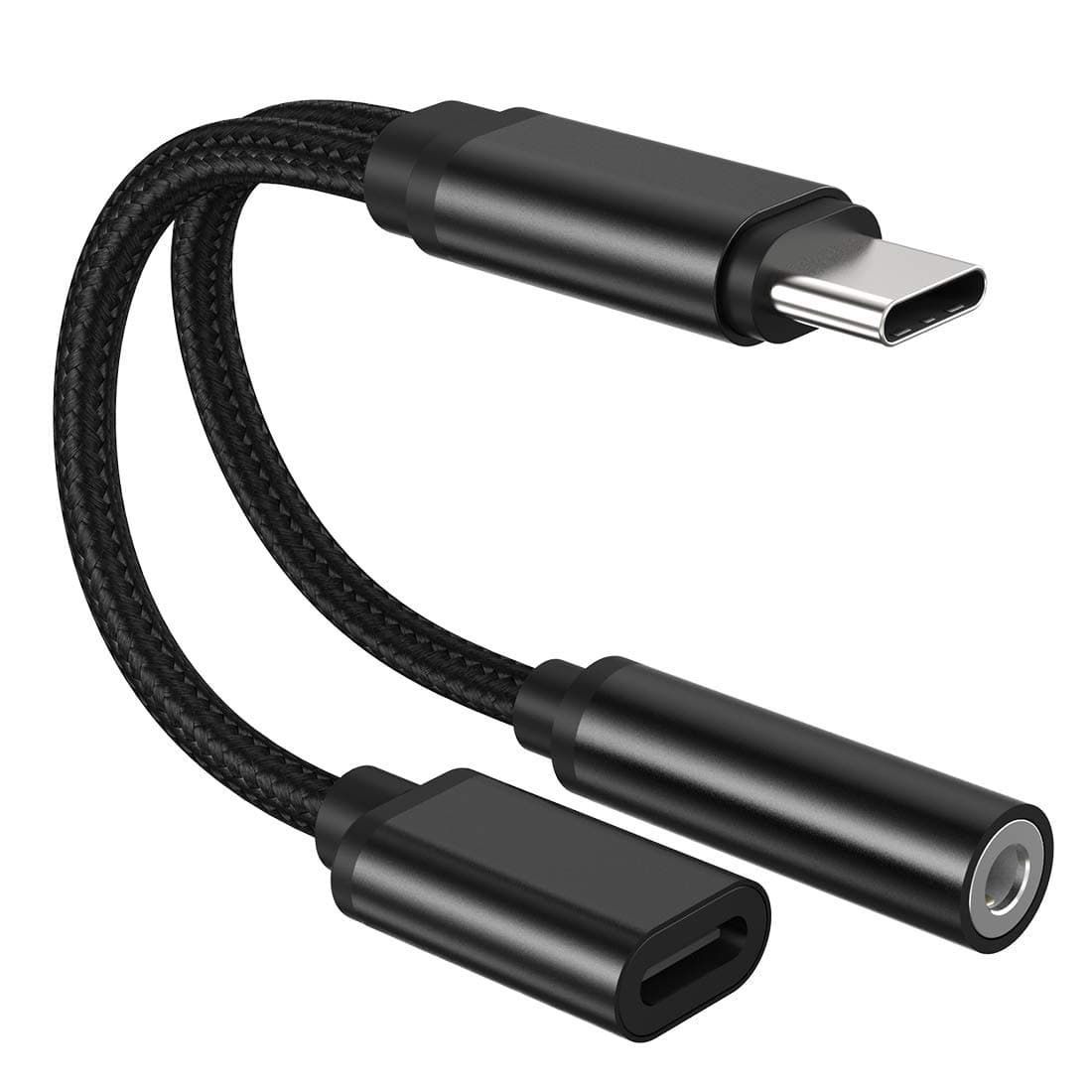 AD ADTRIP Type C to 3.5mm Audio Adapter 2 in 1 USB C to 3.5mm Adapter compatible for Huawei P20 Pro/P30 Pro/Mate 20 Pro, Mi 8/9 SE/Mi A2, Sony XZ2