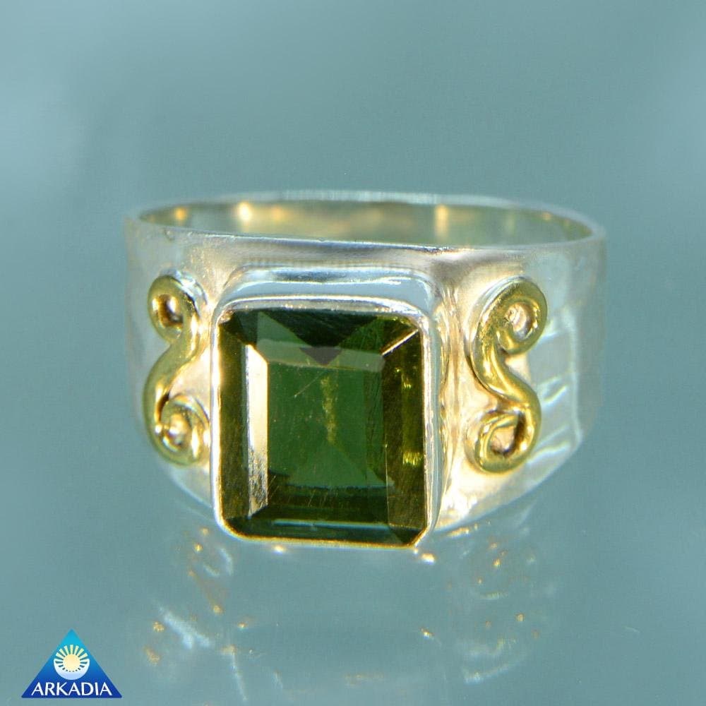 Genuine Moldavite Sterling Silver Ring Size 11 SR548