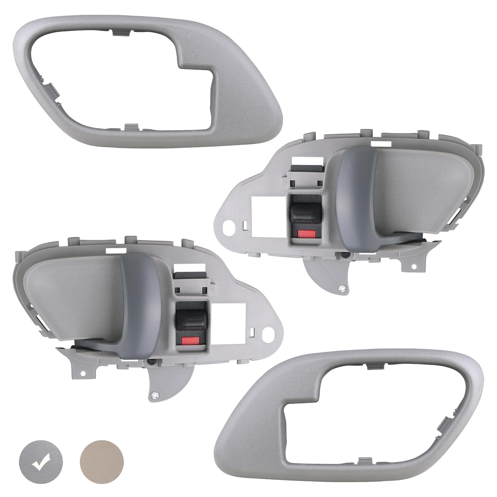 APPERFiT Interior Door Handle w/Bezel Kit (Gray) Compatible with 1995-2002 Chevy Chevrolet GMC Truck C1500 C2500 C3500 K1500 K2500 K3500 Suburban Tahoe Yukon Replaces 15708043 15708044