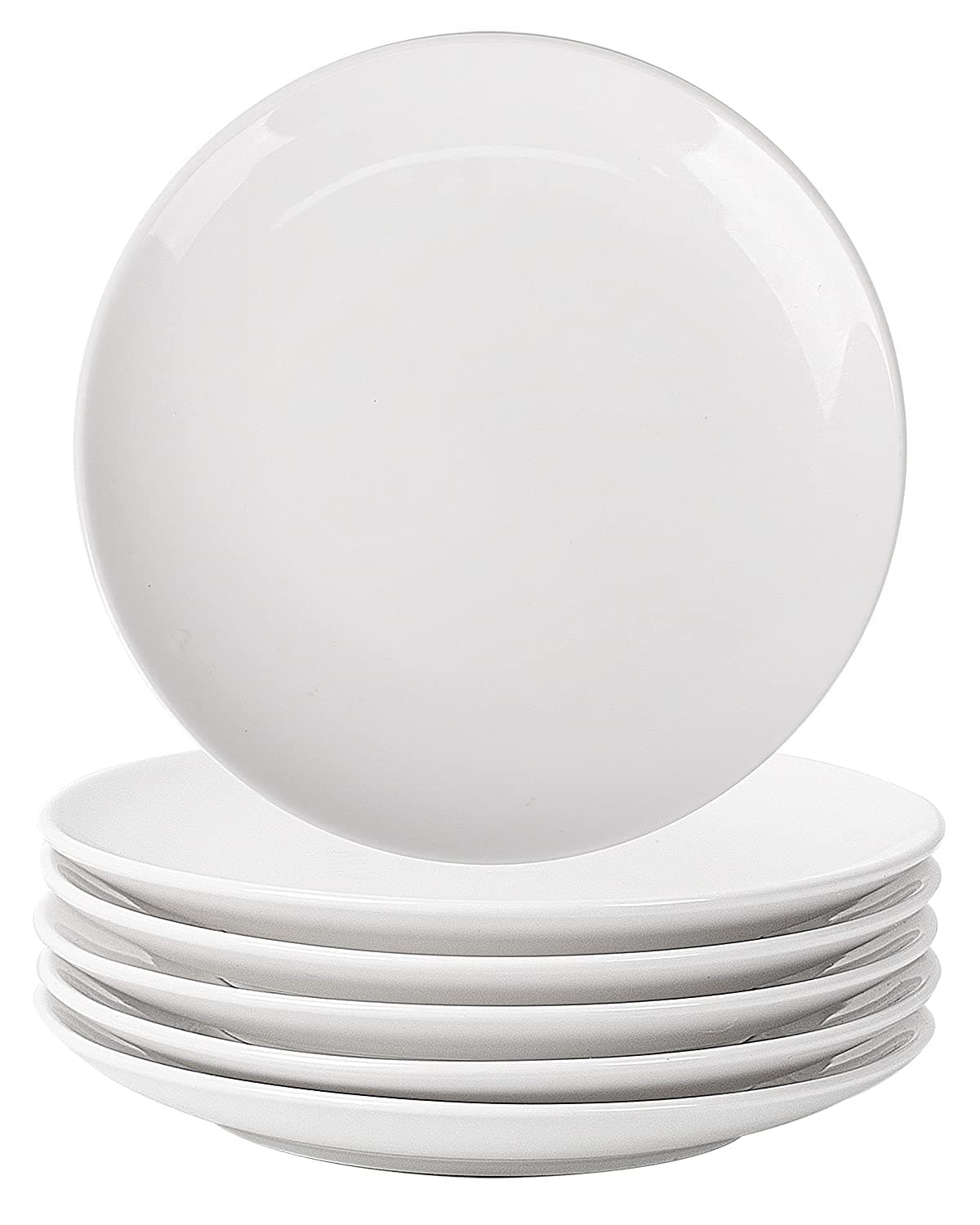Dinner Plates Set of 6, 10 inch Ceramic Plates - Microwave, Oven, and Dishwasher Safe, Scratch Resistant - Modern Dinnerware Dish Set for Kitchen Serving - White