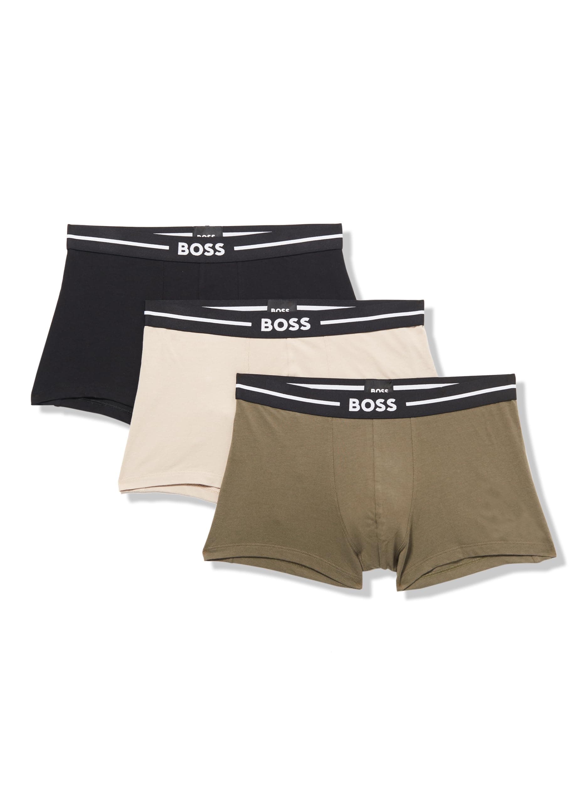 BOSS Men's 3 Pack Bold Logo Cotton Stretch Trunks