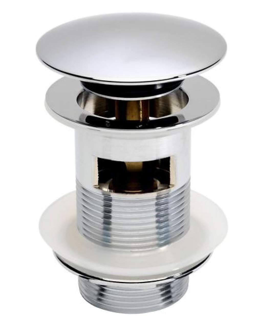 Chrome Slotted Basin Sink Waste Modern Pop Up Click Clack Plug with Overflow