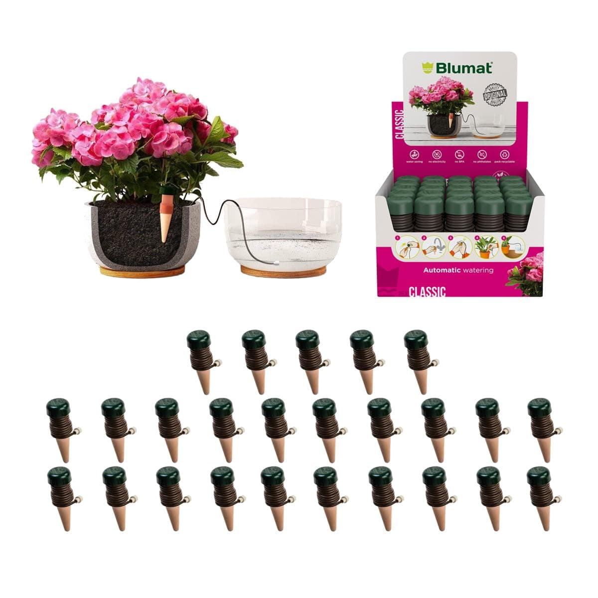 Classic Plant Watering Stakes | for Everyday Home or Vacation Use | Indoor or Outdoor Water Spikes for Plants | Automatic Drip Irrigation (25 Pack)