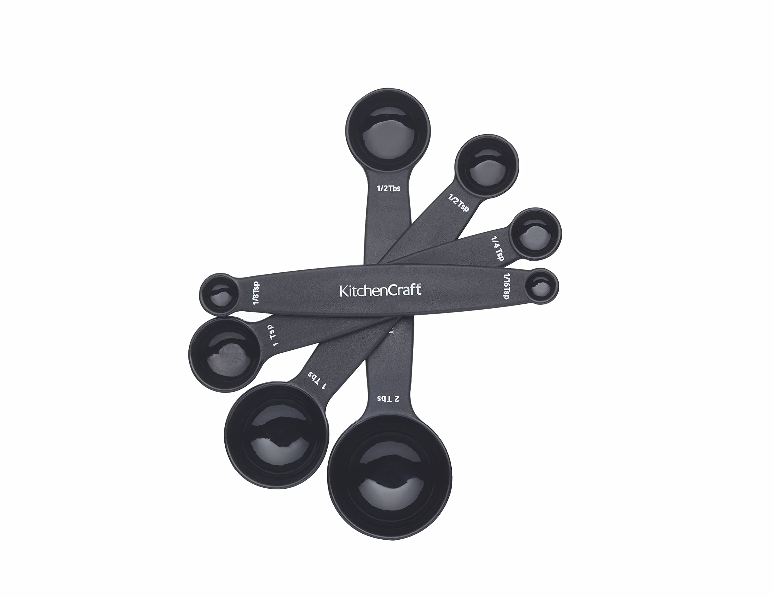 KitchenCraft Magnetic Measuring Spoons Set Stainless Steel Stackable Dual Sided Teaspoons and Tablespoons for Measuring Dry and Liquid Ingredients, Set of 4, Black