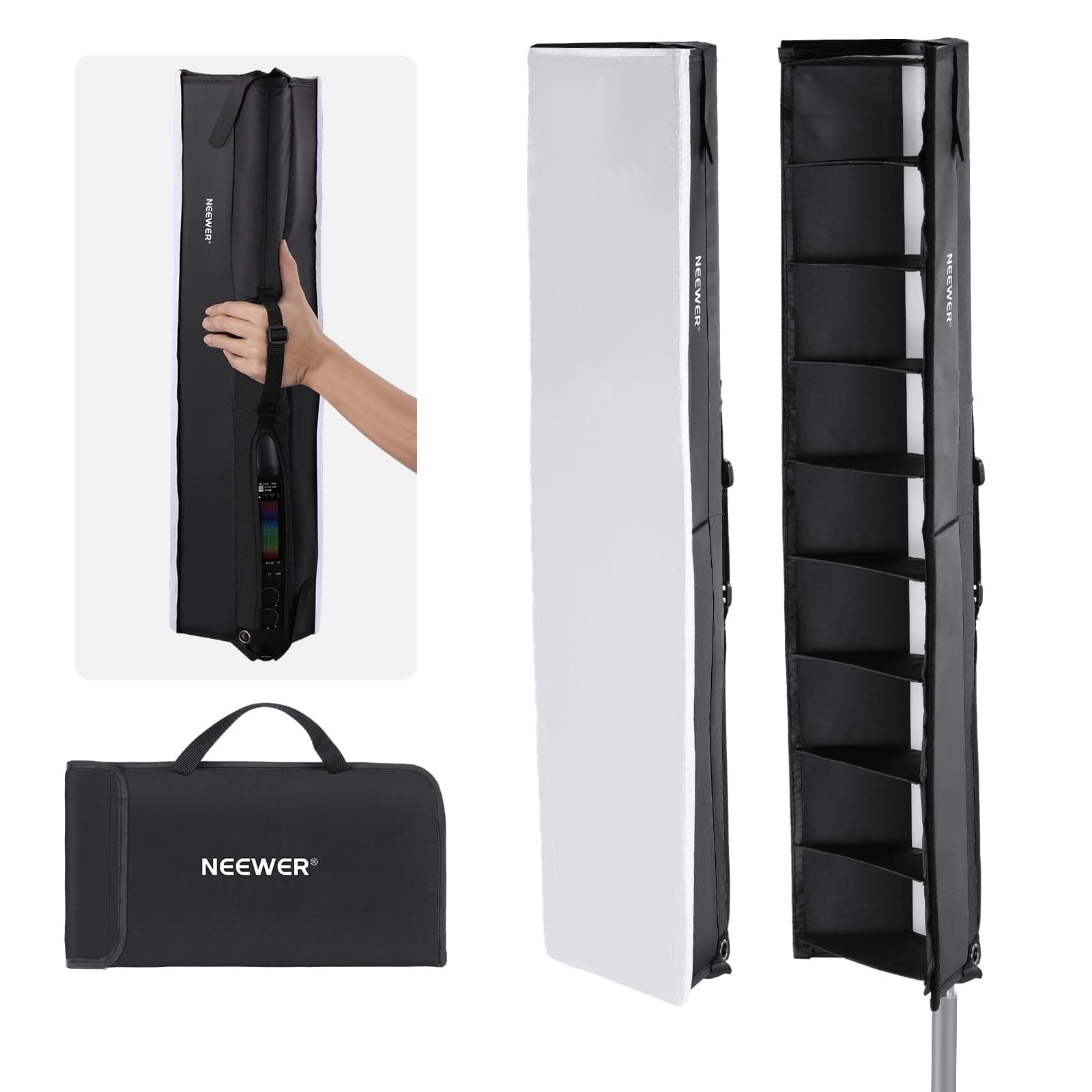 NEEWER Tube Light Grid Softbox Diffuser for TL60 LED Light Stick, LED Strip Light Diffuser with Honeycomb Grid, Carry Bag, Touch Fasteners for Photo Video Live Stream Portrait Product Shots, NS8S