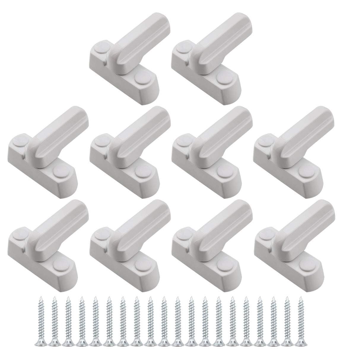10x Sash Jammers Window Locks for UPVC PVC Doors Windows Home Security Zinc Cast Alloy Sash Jammer Flush Lock Blocker