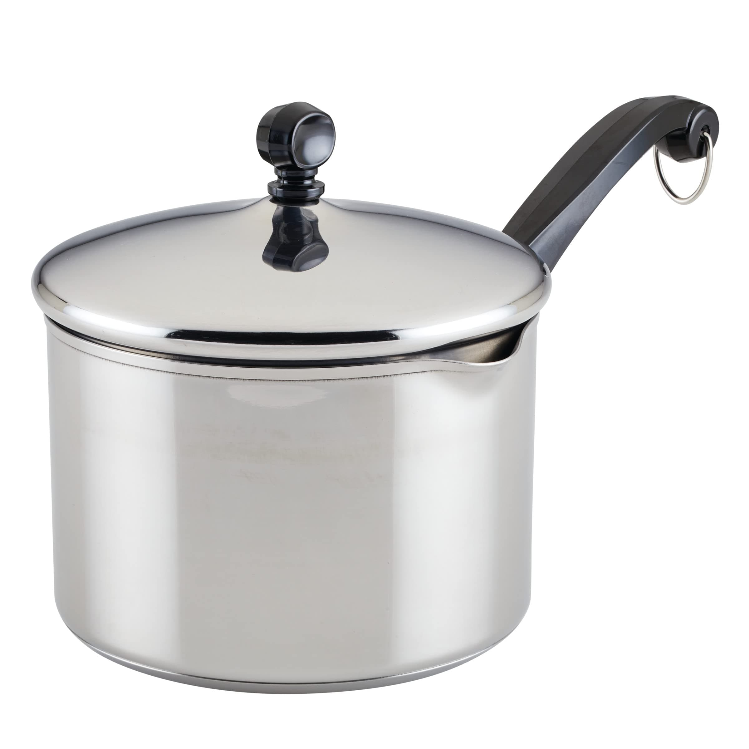 Classic Stainless Steel 3-Quart Covered Straining Saucepan - - Silver