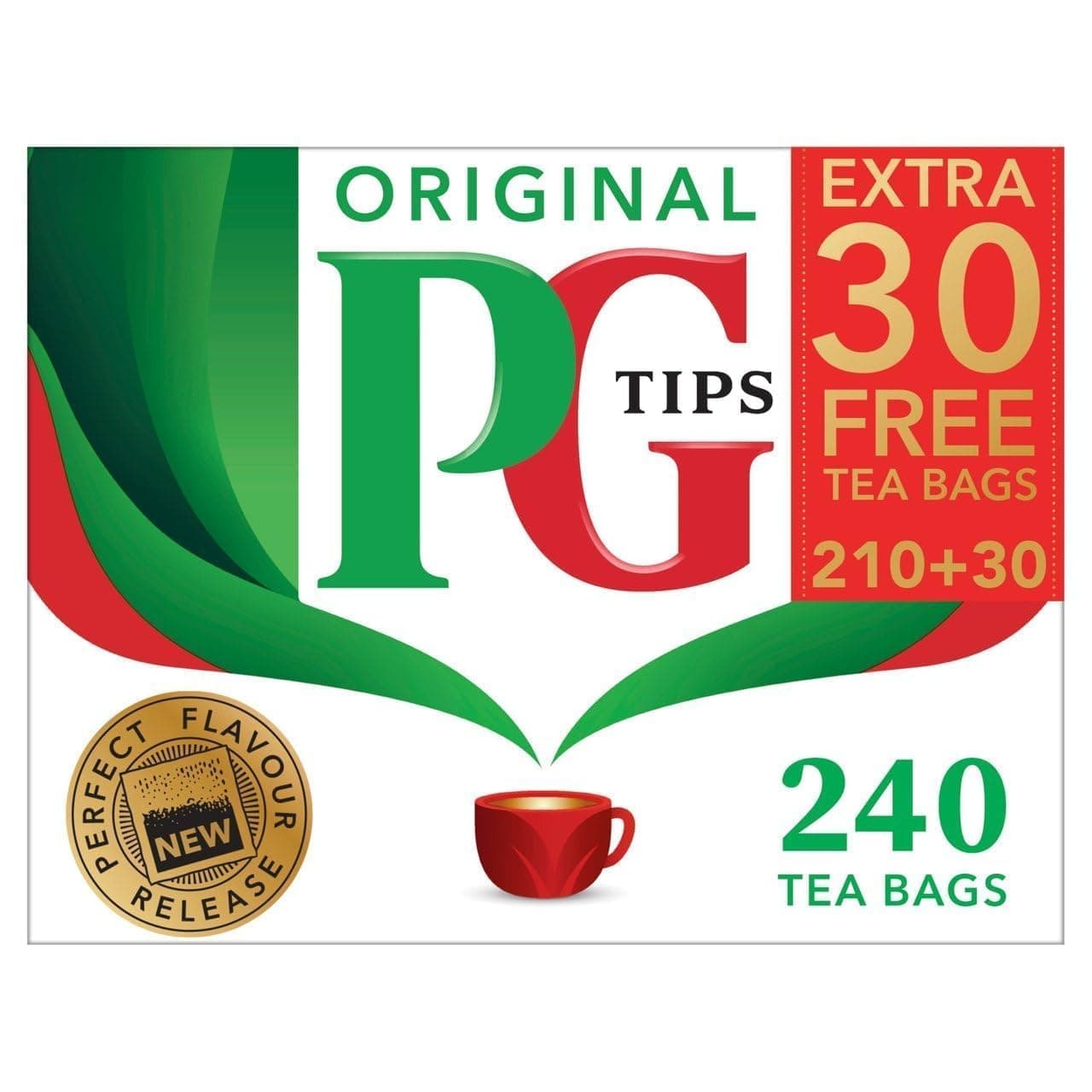 PG Tips One Cup Tea Original Black Tea Created for Real Tea Lovers Since 1930 Most Refreshing and Aromatic Taste, Pack of 1, 240 Black Tea Bags