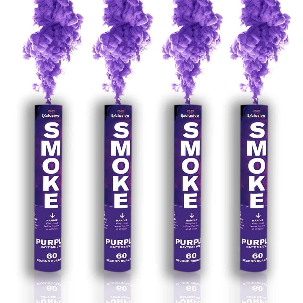 Pack of 4 Party Ring Pull Handheld Daytime Smoke for Paintball, Weddings, Photoshoots & Special Effects (Purple)