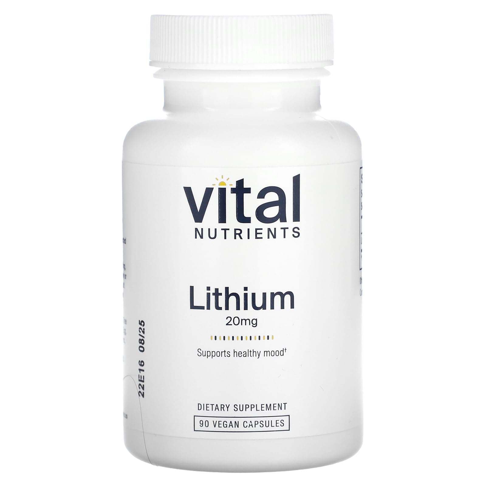 Vital Nutrients Lithium Orotate - Vegan Lithium Supplements for Memory, State of Mind, and Behavioral Health* - 20mg - Gluten, Dairy, Soy Free - 90 Capsules