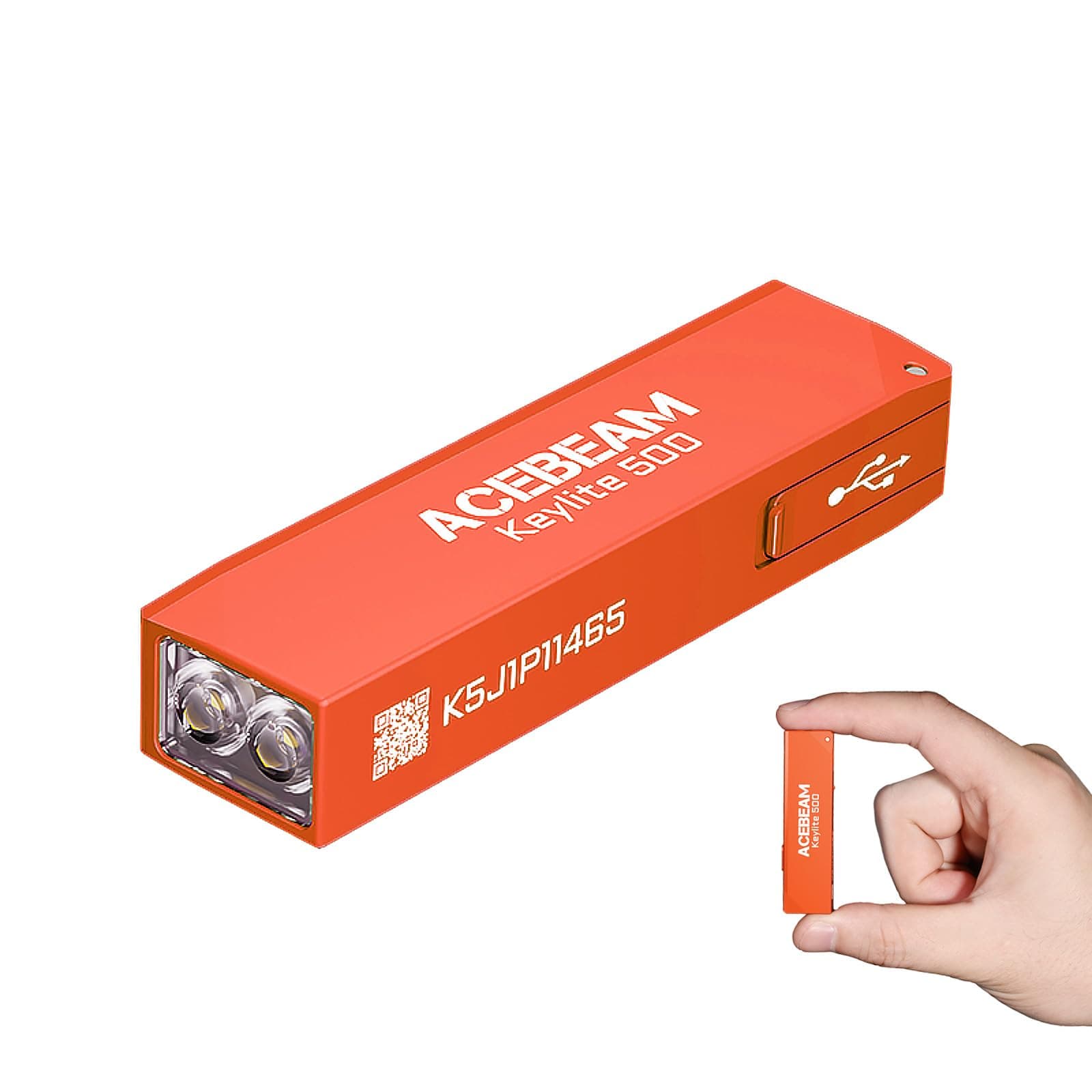 Keylite 500 High Lumens Keychain Flashlight Rechargeable, Ultra-Compact Flat Pocket EDC Flashlight with Dual LEDs, 6 Modes, Type-C Charging, Small MINI Flash Light for Emergency, Home, Outdoor