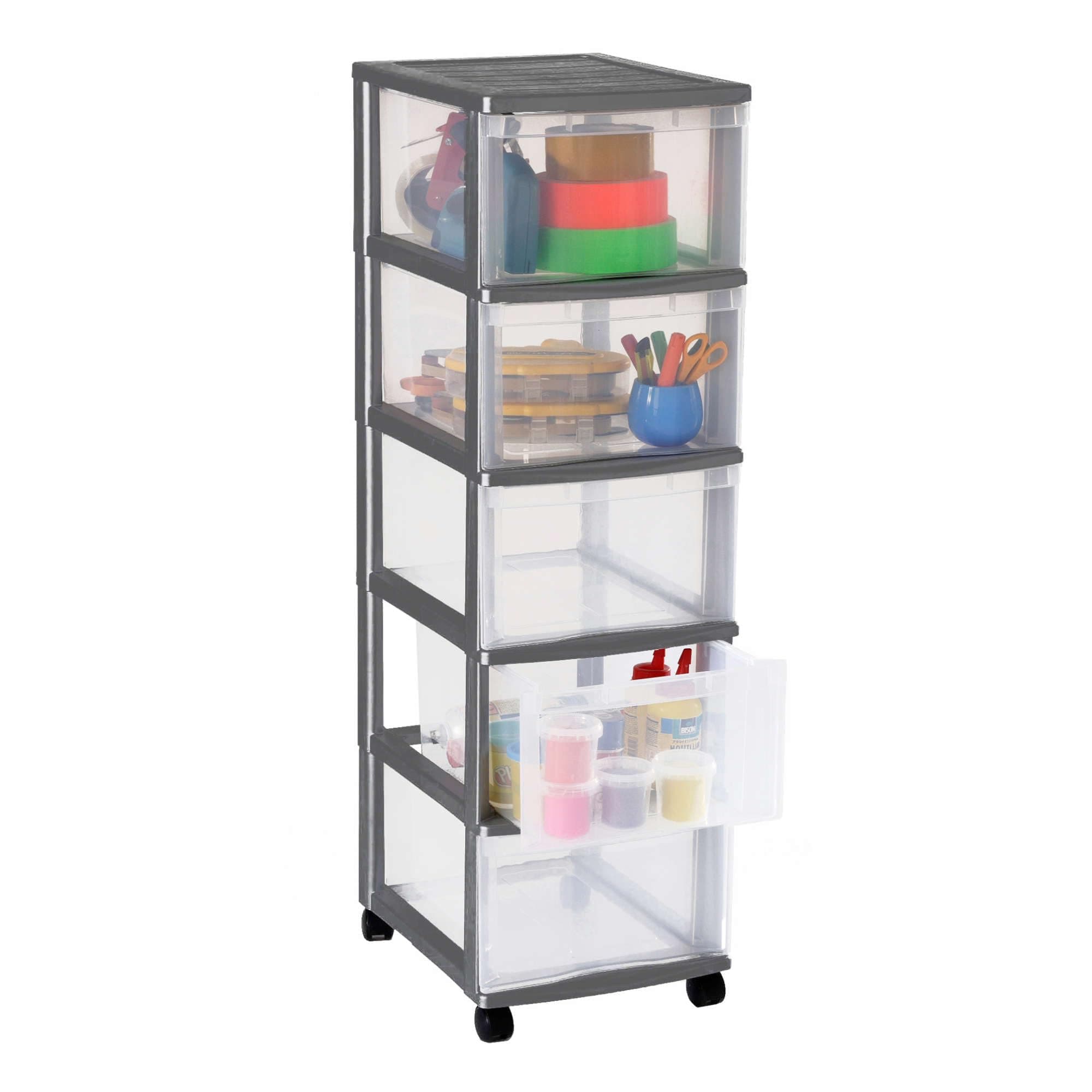 Sundis Optimo Large Unit with Stop System and Wheels, Silver, 5 Drawers