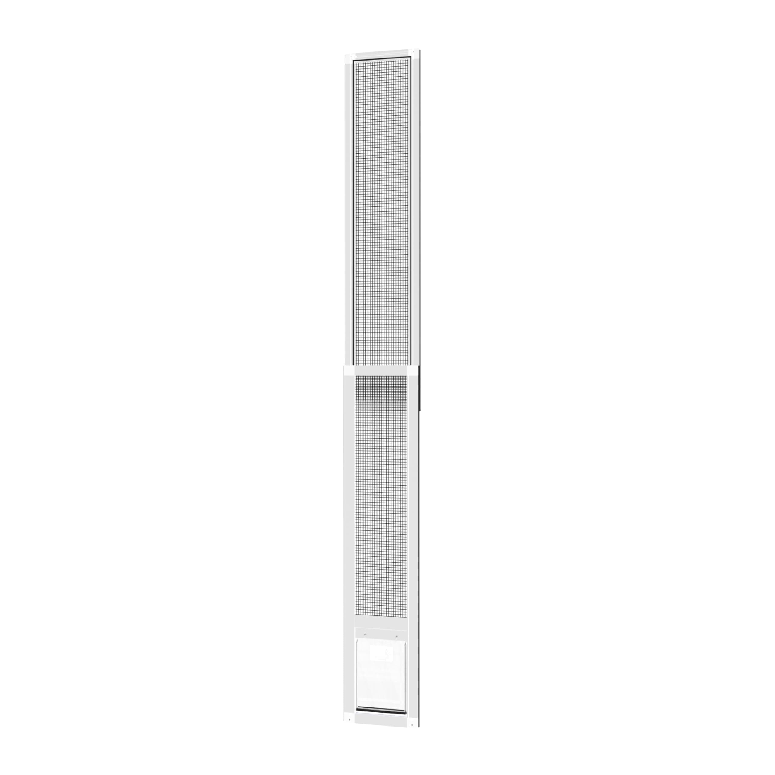 V2 Patio Pet Door Screen Insert Panel for Sliding Doors, Fits Door Track Min Ht 55.12" to Max Ht 84.25",UV Resistant Mesh, Locking Magnetic Dog Door, Easy Install and Removal, Small, White