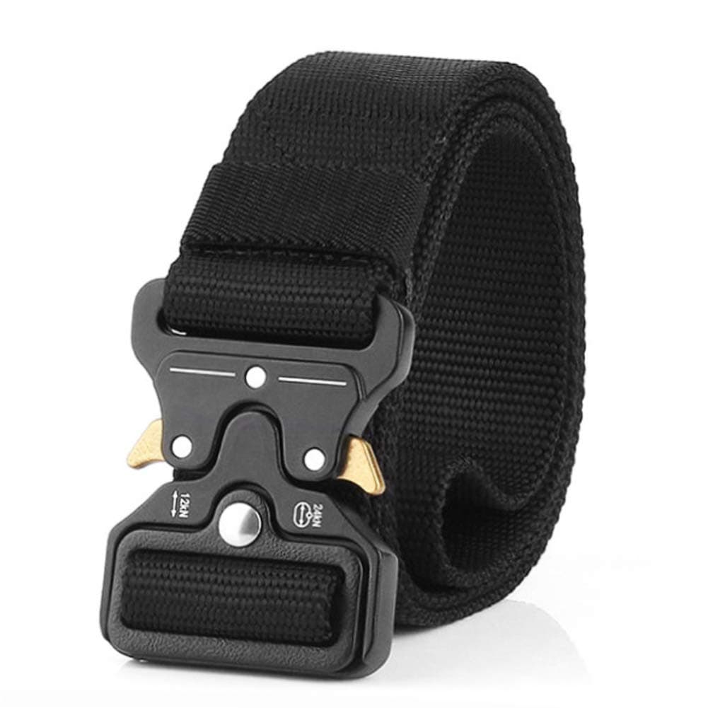 Tactical Belt, Quick Release Nylon Belt, Military Utility Web Rigger Belt with Heavy Duty Buckle for Mens Women, Black 1.5" Width