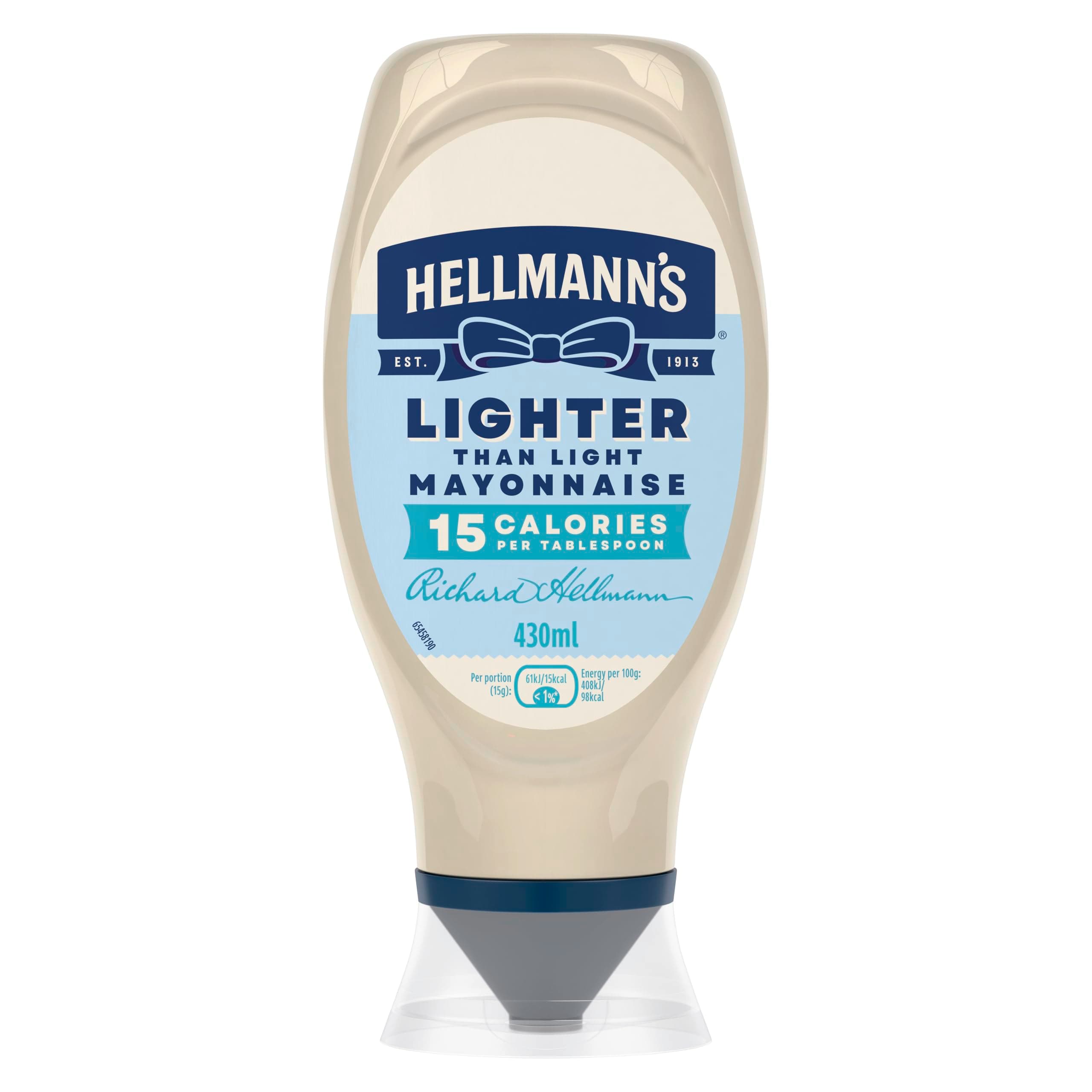 Lighter than Light Mayonnaise 100% recycled plastic bottle light mayo for sandwiches, wraps, and salads 430 ml