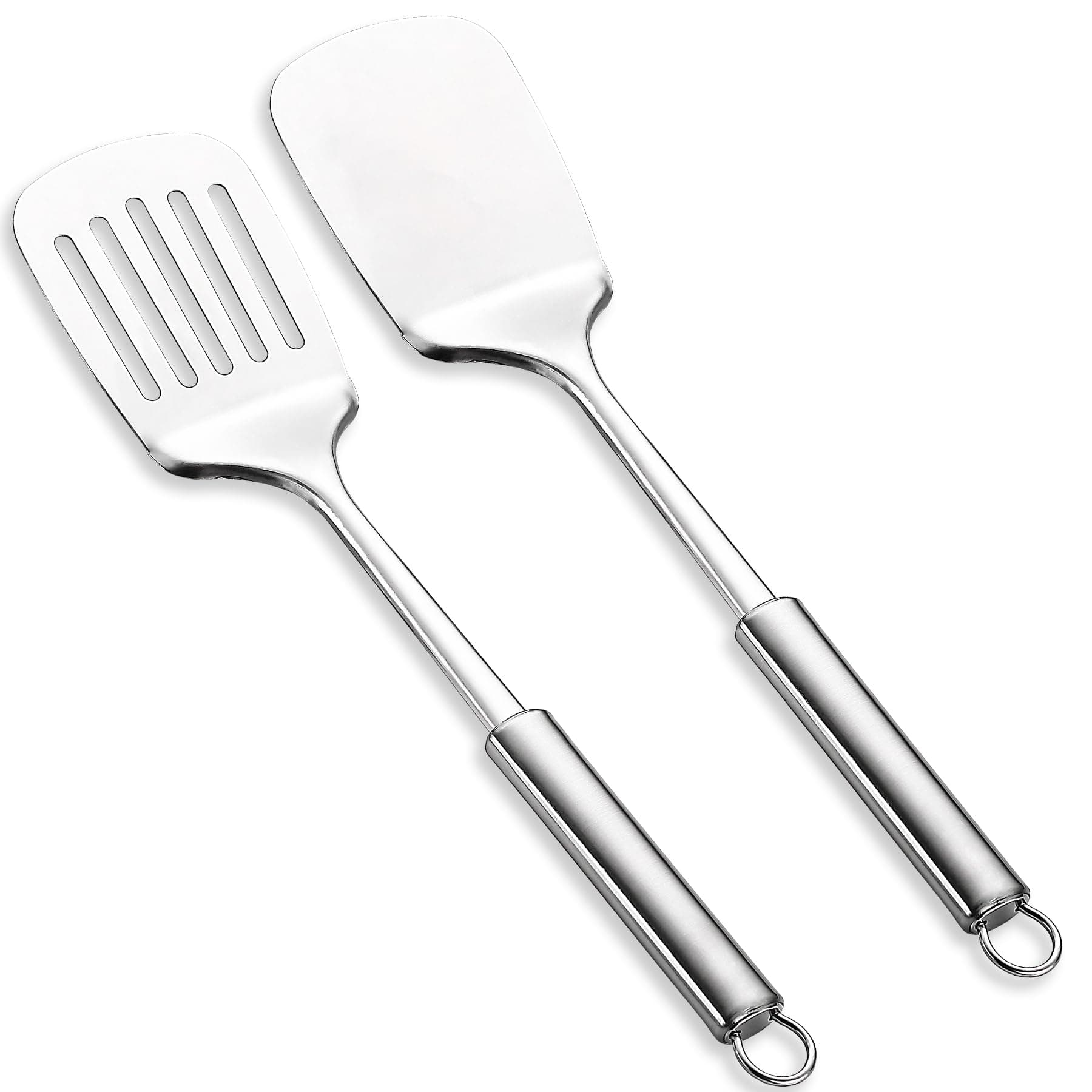 Stainless Steel Spatulas Set, ReaNea Silver Slotted Turner, Solid Turner, Hea...