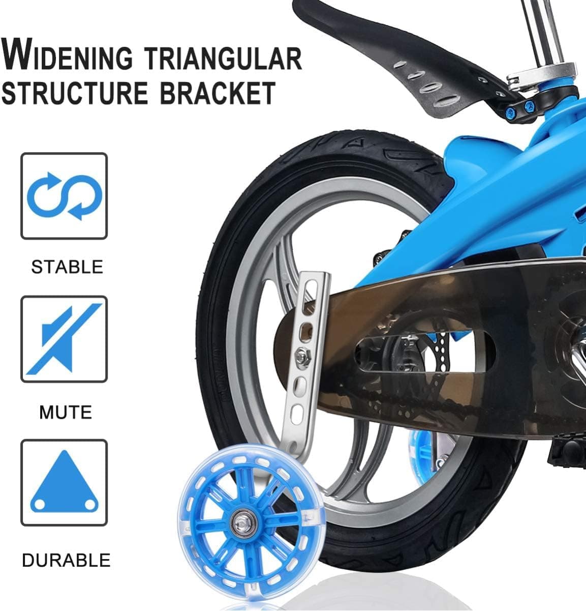 X spring Bicycle Training Flash Wheels, Powder Wheel Thicken Bicycle Training Wheels with Tool Accessories, Heavy Duty Kids Bike Stabilizers with Luminous Design, Bike Training Wheels for Bicycle