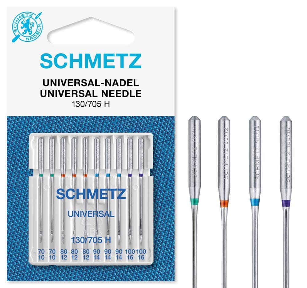 SCHMETZ | 10 Sewing Machine Needles | Universal | 130/705 H | Size 70/10-100/16