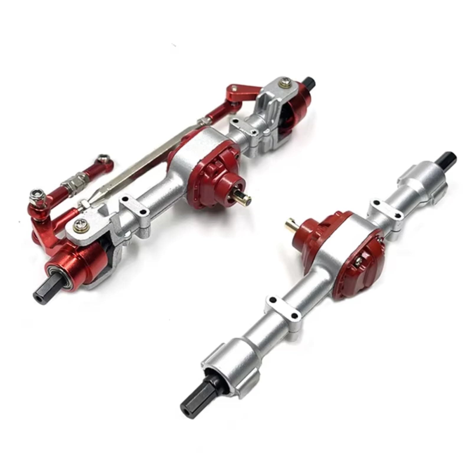 for MN for 78 82 D90 D91 D96 D99S 1/12 Metal Front and Rear Axle with 3mm to 4mm Shaft Sleeve RC Car Upgrade Parts Accessor RC Upgrade Parts(Silver,Set)