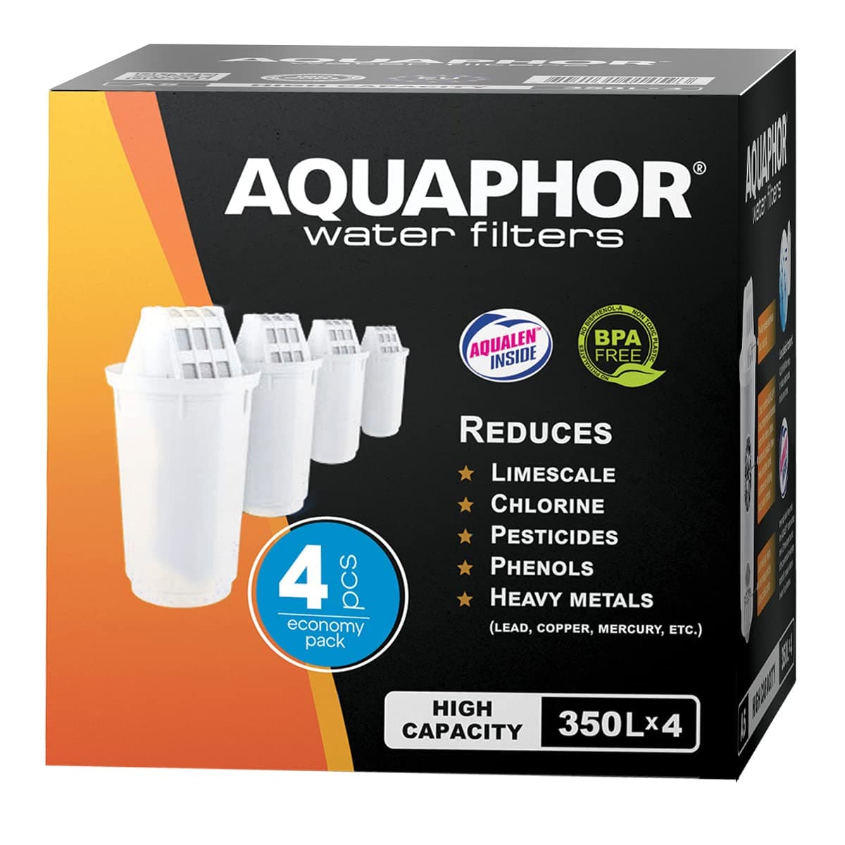 A5H Genuine Replacement Filter Cartridges for Filter Jugs (Set of 4) for Aqua Hard