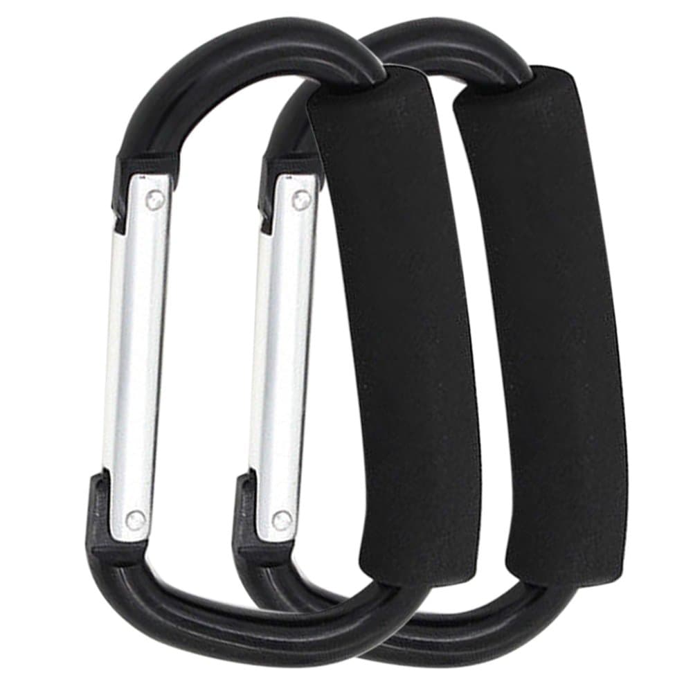 Stroller Hook/Buggy Clips/Multi Purpose Hooks/Carabiner Style Clip Great Stroller Accessory for Mommy When Walking or Shopping, Black-14cm (2 pcs Mommy Hook)