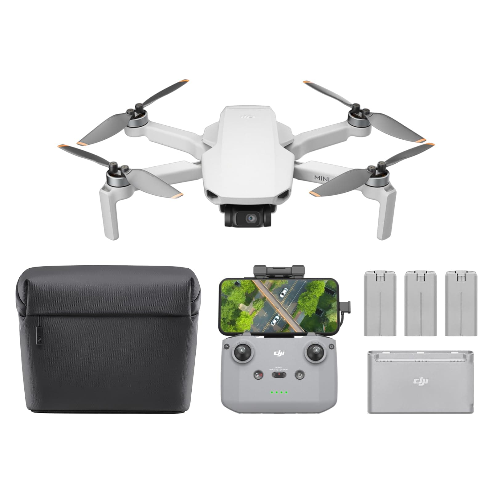 DJI Mini 4K Fly More Combo, Drone with 4K UHD Camera for Adults, Under 249 g, 3-Axis Gimbal Stabilization, 10km Video Transmission, Auto Return, 3 Batteries for 93-Min Max Flight Time, QuickShots