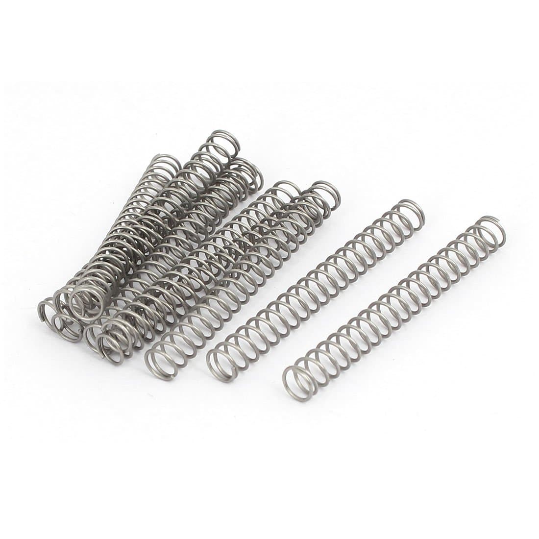 sourcingmap Compression Spring,304 Stainless Steel,6mm OD,0.6mm Wire Size,50mm Free Length,Silver Tone,10Pcs