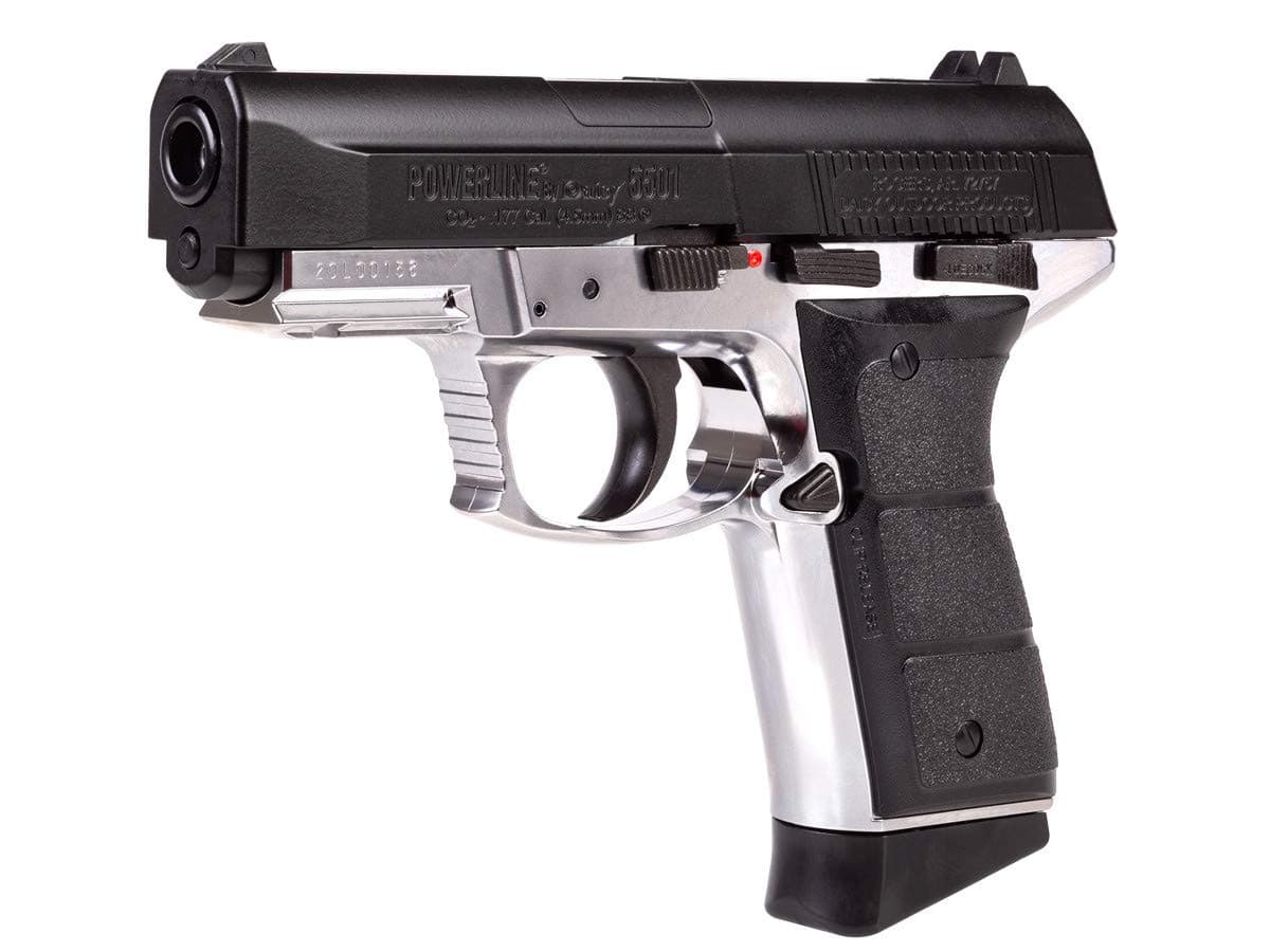 Daisy, Powerline 5501 Air Pistol, CO2 Semi-Automatic Blow Back Action, 15-Shot Clip and Metal Frame with Molded Grips, 430 Feet Per Second (fps)