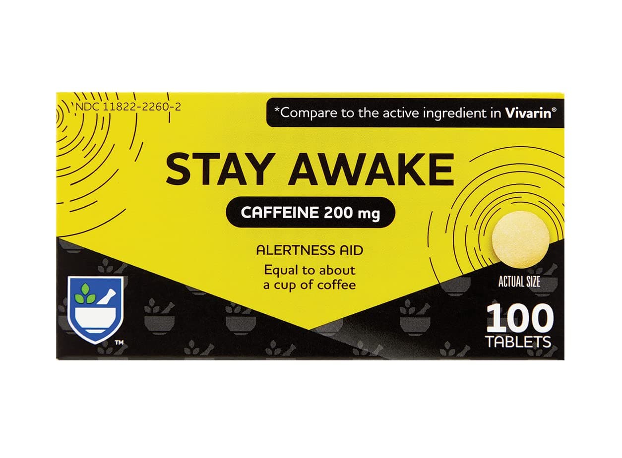 Stay Awake Tablets Caffeine, 200 mg - 100 Tablets | Caffeine Pills | Caffeine Supplement | Caffeine Pills 200mg | Equal to About a Cup of Coffee | Mental Alertness Aid | Energy Pills