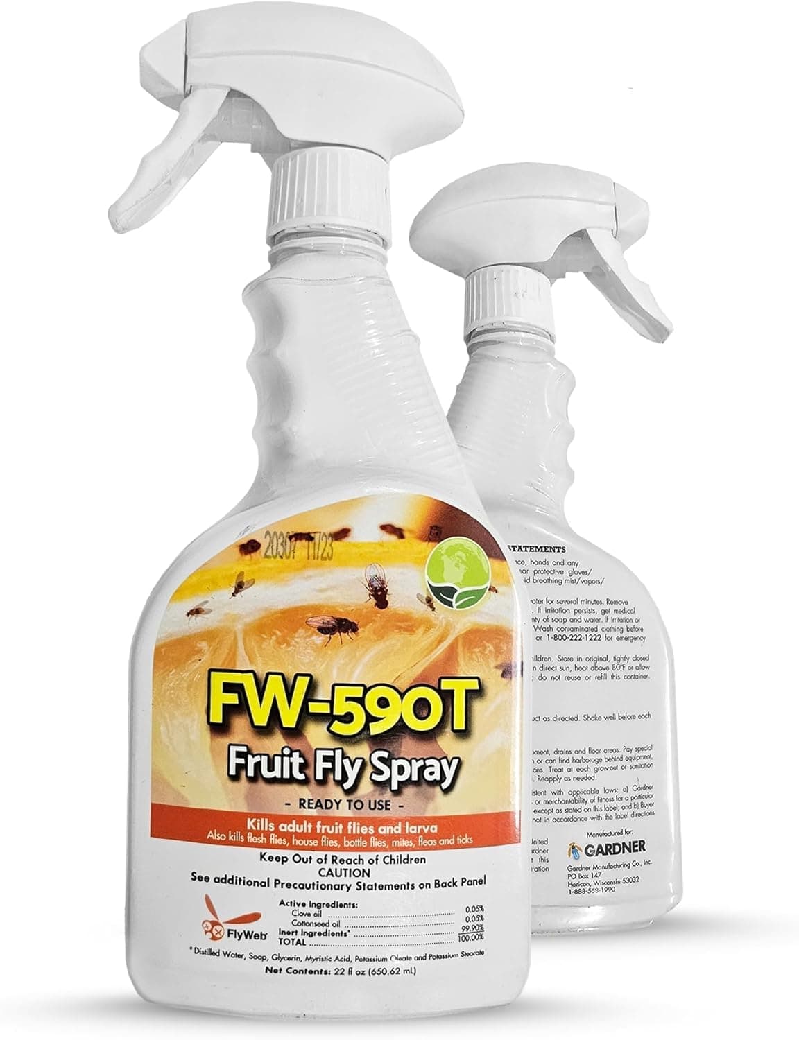 Fruit Fly Spray for Gnats, Bugs, Fleas, Ticks, Mites, Wasps - Pet Friendly All Natural Bug Spray for Home - Gnat Killer for Indoor Plants - Stain Free Flying Insect Spray