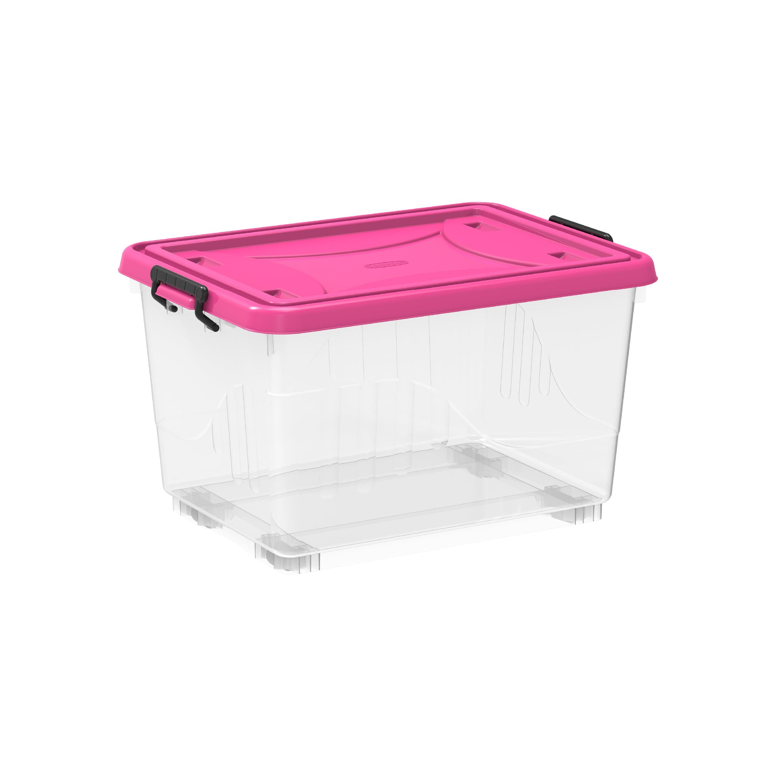 Cosmoplast 22L Clear Plastic Storage Box With Wheels & Lockable Lid