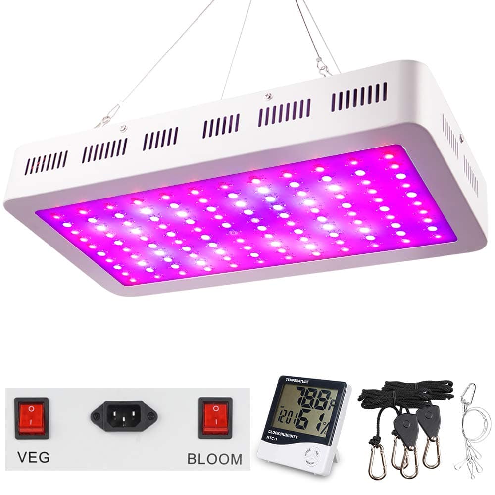 1200W LED Grow Light, WAKYME Adjustable Full Spectrum Double Switch Plant Light with Veg and Bloom Button and Powerful Heat Dissipation System for Indoor Plants Veg and Flower(120Pcs LEDs)
