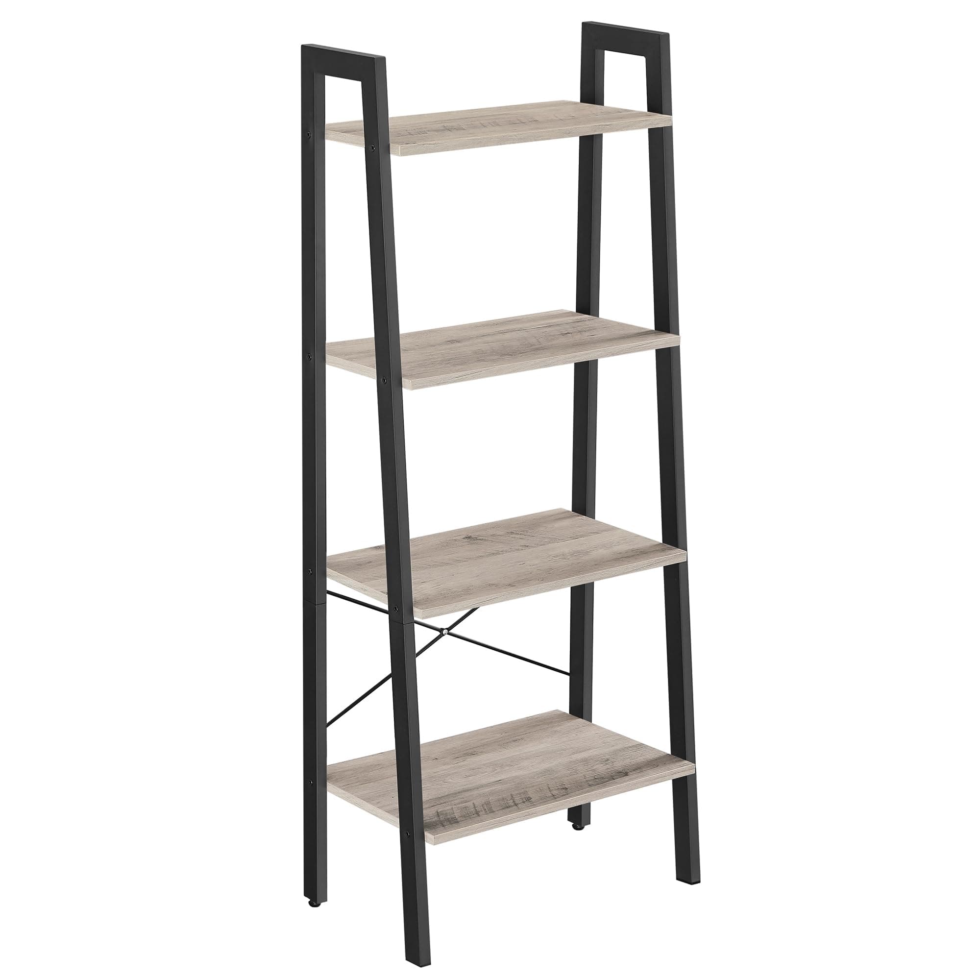 Ladder Shelf, 4-Tier Bookshelf, Bookcase, for Living Room, Bedroom, Kitchen, Home Office, Industrial Style, Steel Frame, Greige and Black LLS44MB