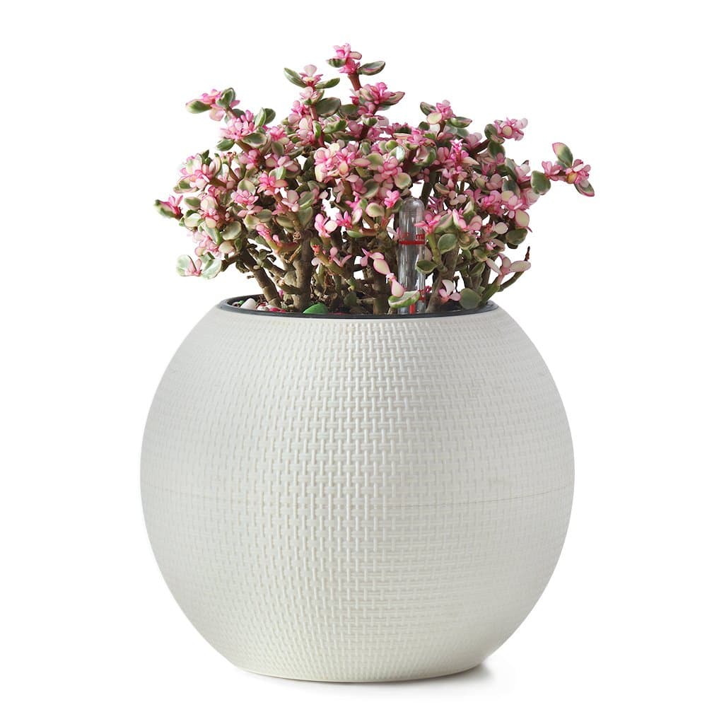 Self Watering Planter Modern Decorative Planter Pot (White)