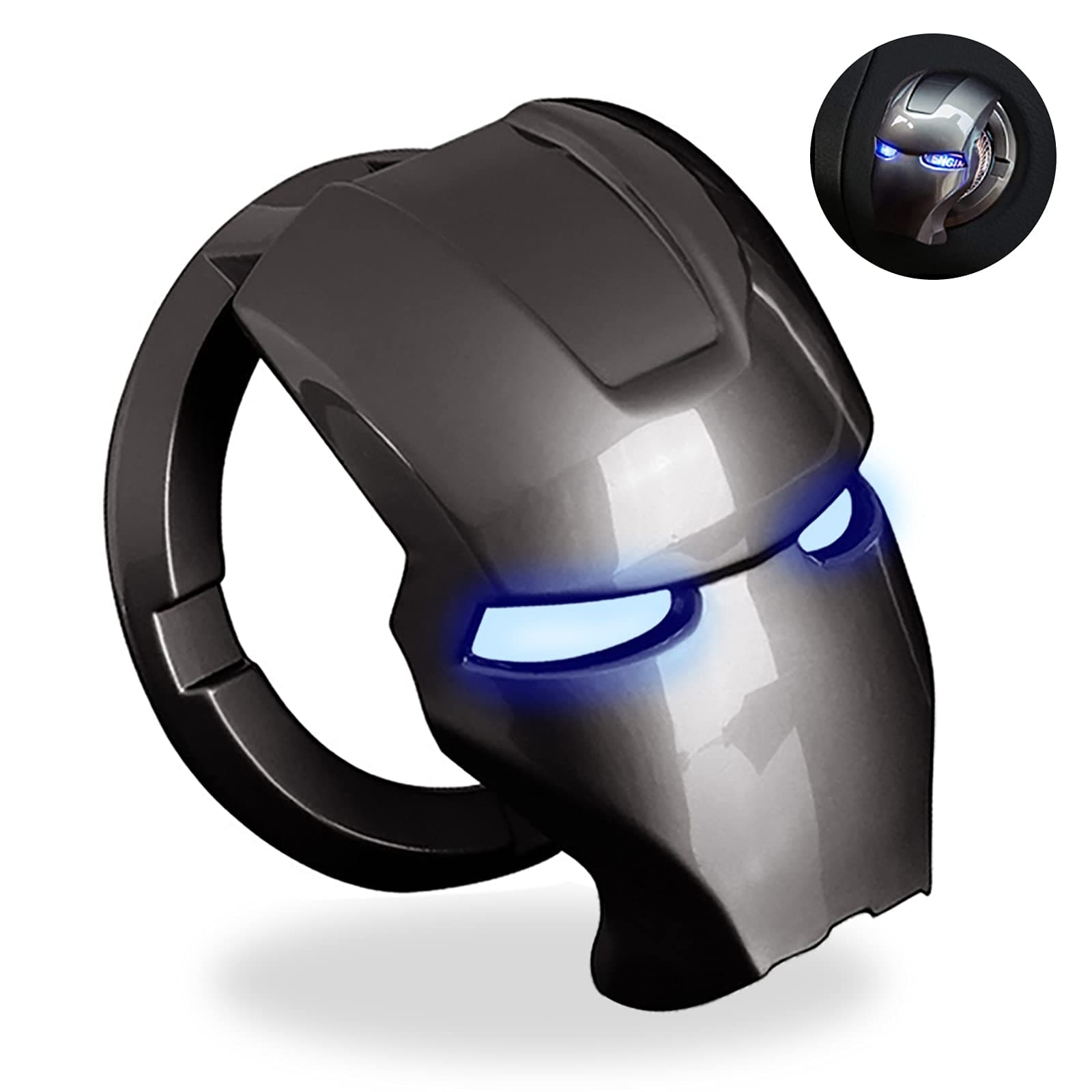 Ring Cover Iron Man Car Interior Parts, Auto Engine Ignition Start Stop Button Replacement-Start Stop Trim Protector Key Ring Circle