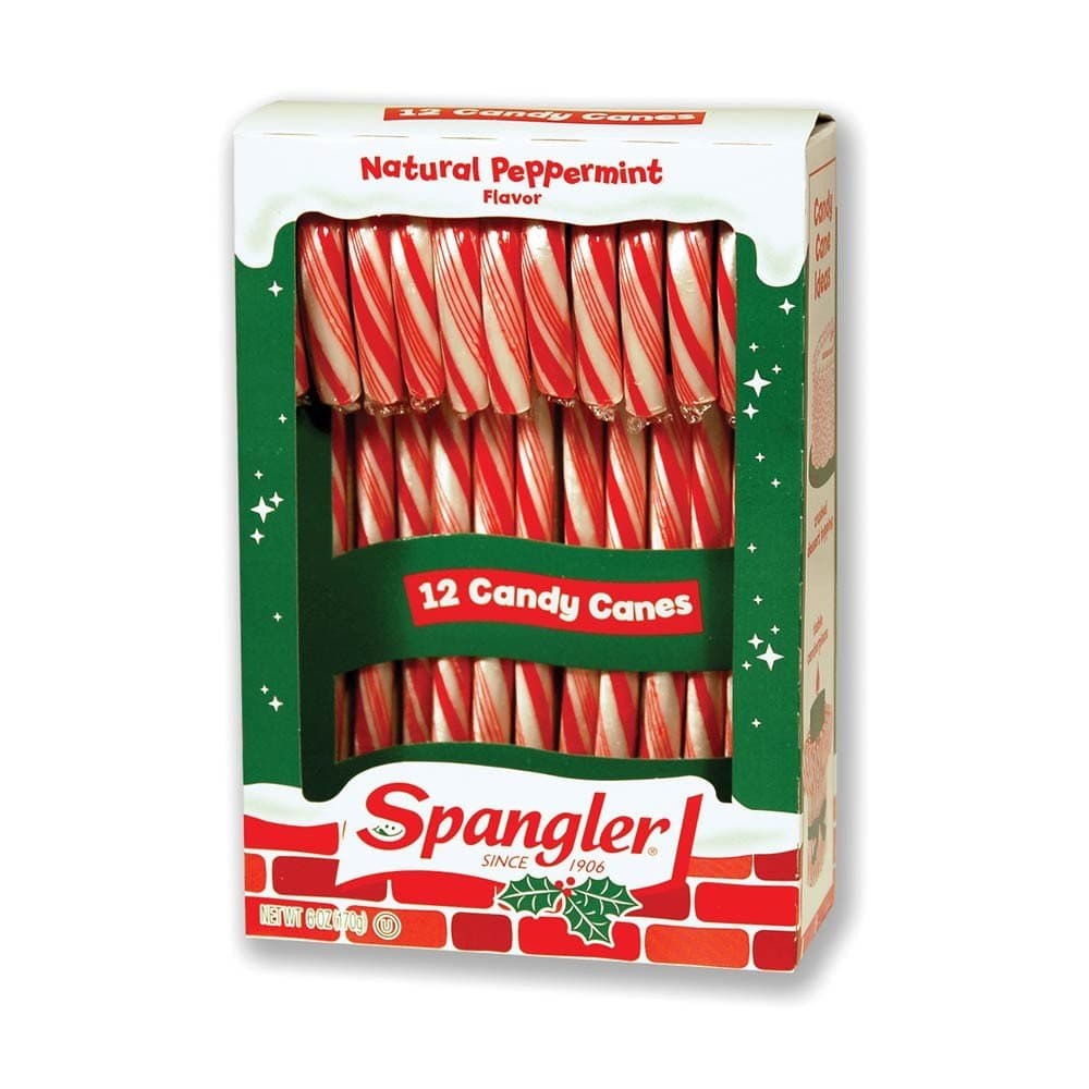 (1) Box Candy Canes - Peppermint Flavored Red & White Stripes - 12 Individually Wrapped Pieces per Box - Holiday & Christmas Candy - Net Wt. 5.3 oz