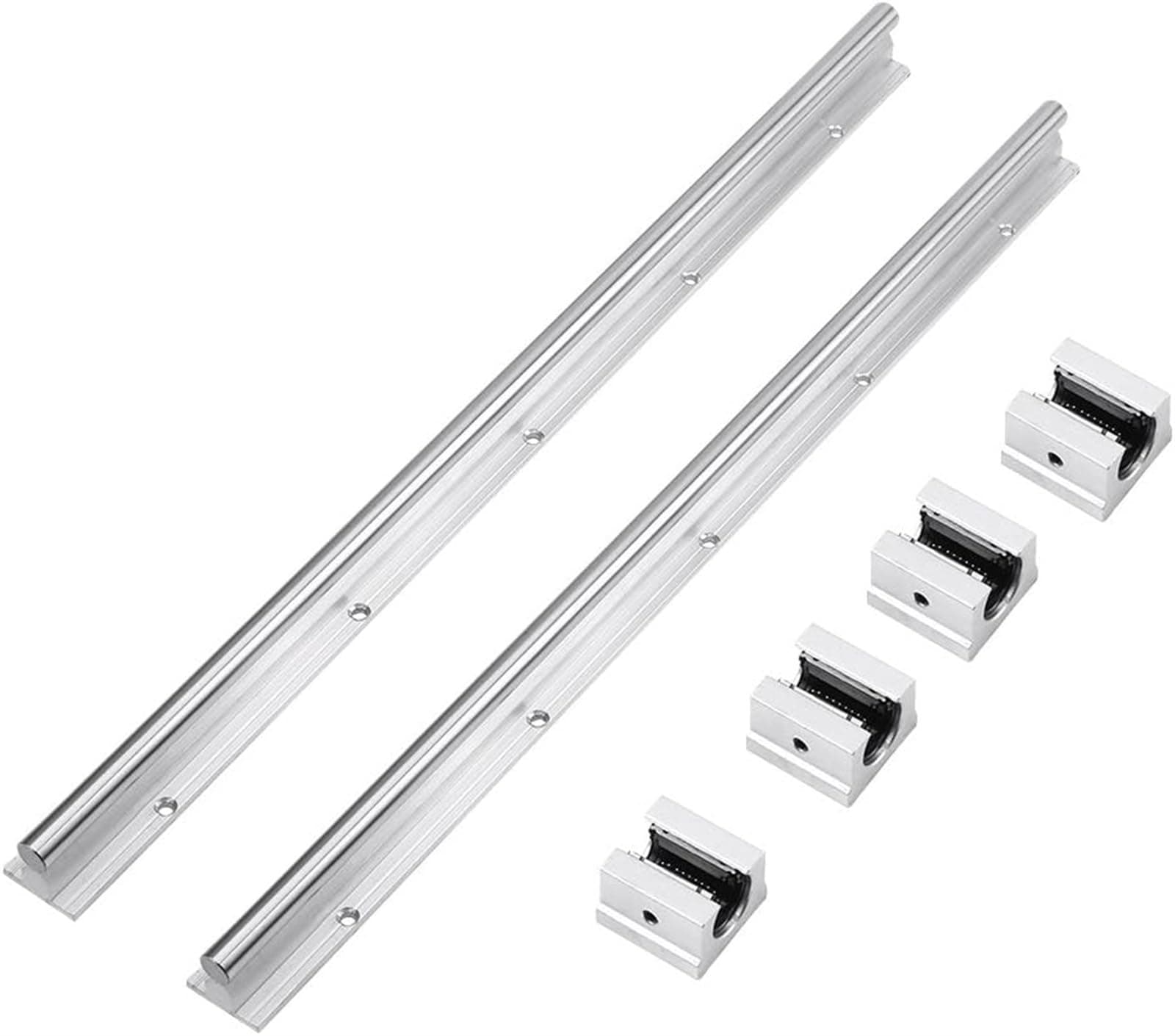 THE WHITE SHOP Linear Rail SBR12 700mm Fully Supported Linear Rail Shaft Rod with 4PCS SBR Blocks Bearing for Automated Machines, Lathes Mills