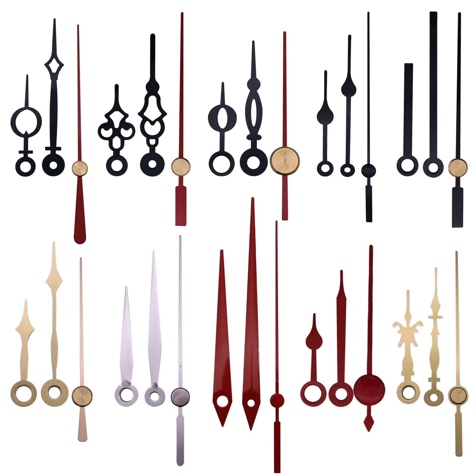 DEEWISH 10 Styles of Short Clock Hands, Clock Movement Replacement Part, Aluminum Clock Hands for DIY Clock Mechanism Repair, Suitable 4-8inch Clock