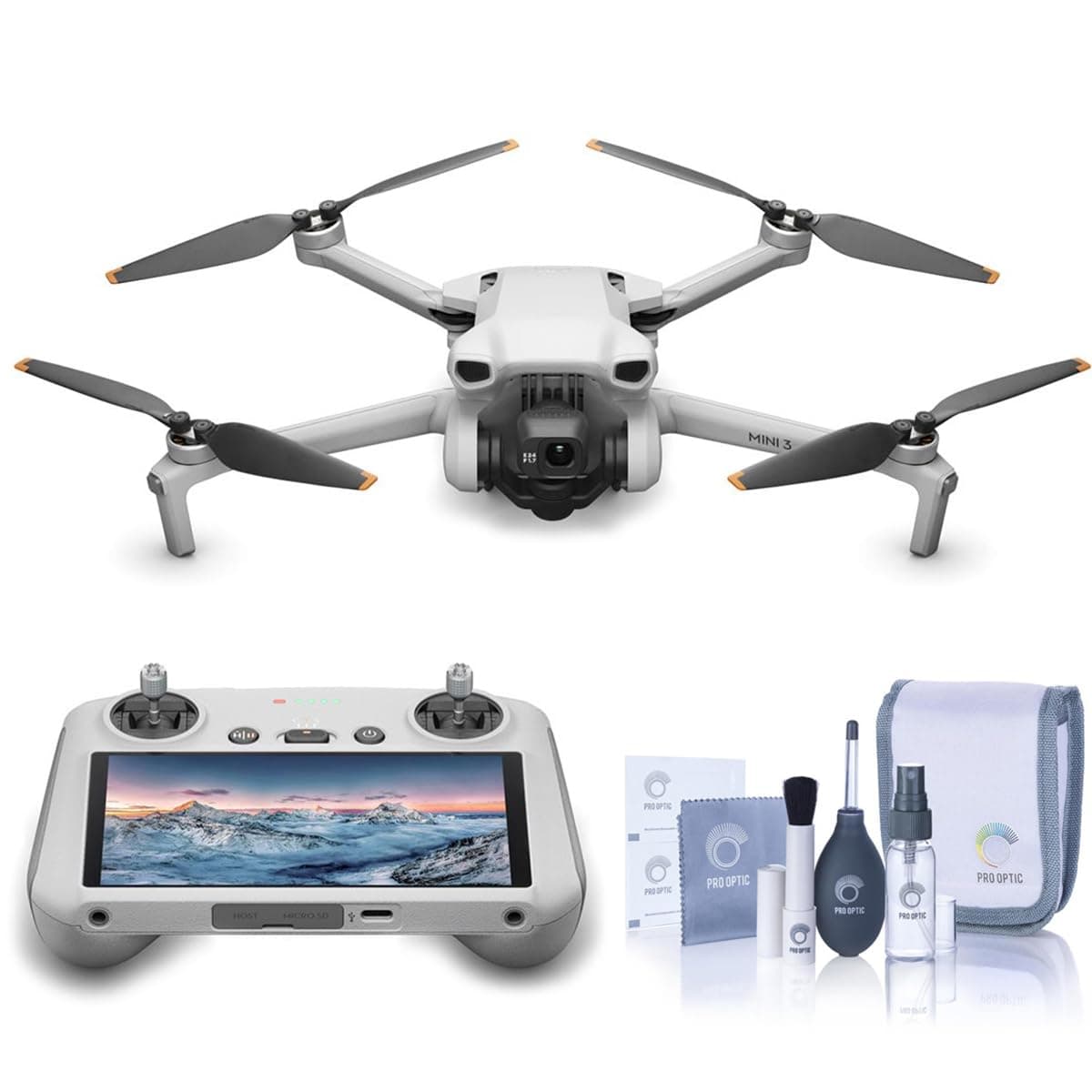 DJI Mini 3 Drone with RC Remote Controller and ProOptic Cleaning Kit